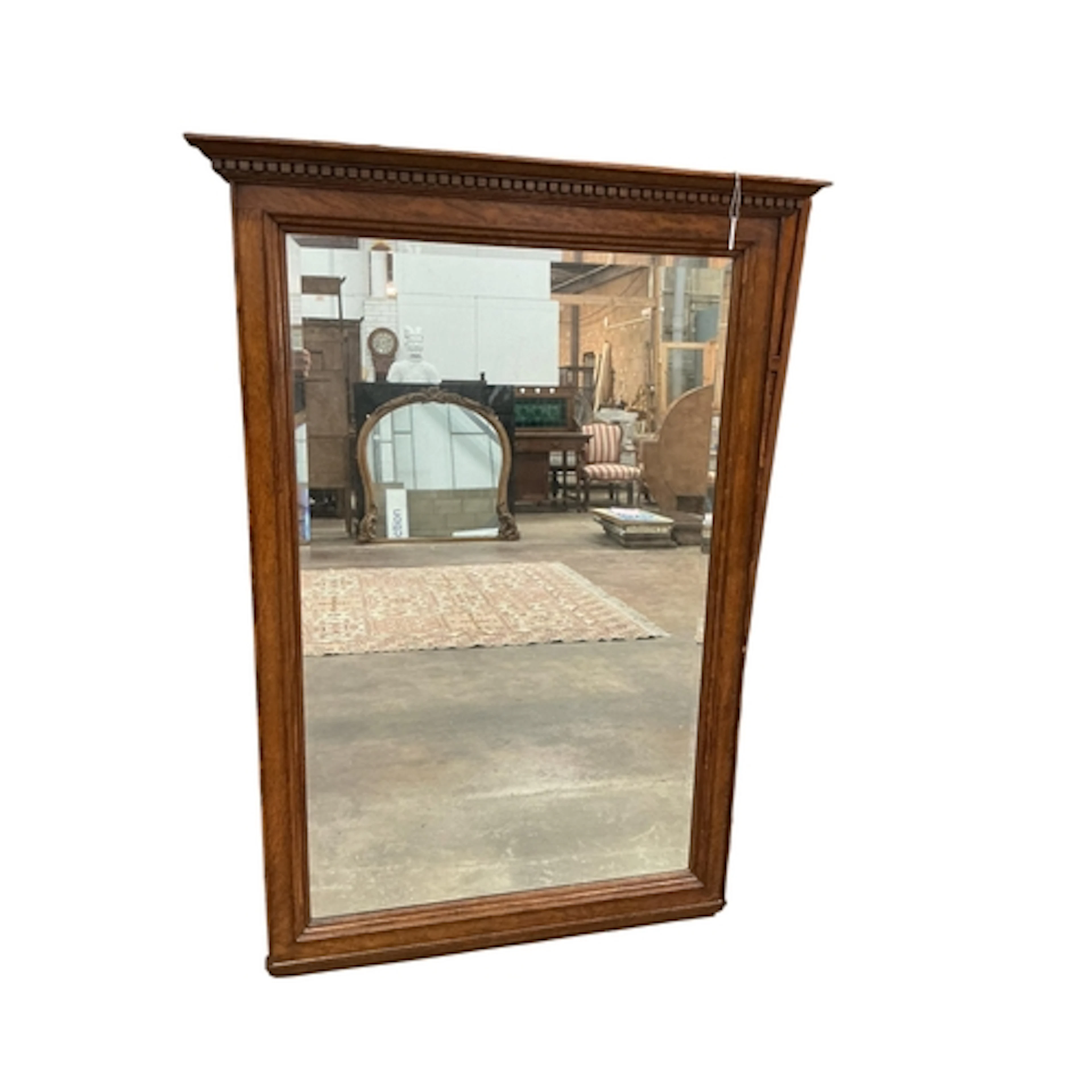 A late Victorian oak overmantel mirror, width 101cm, height ...