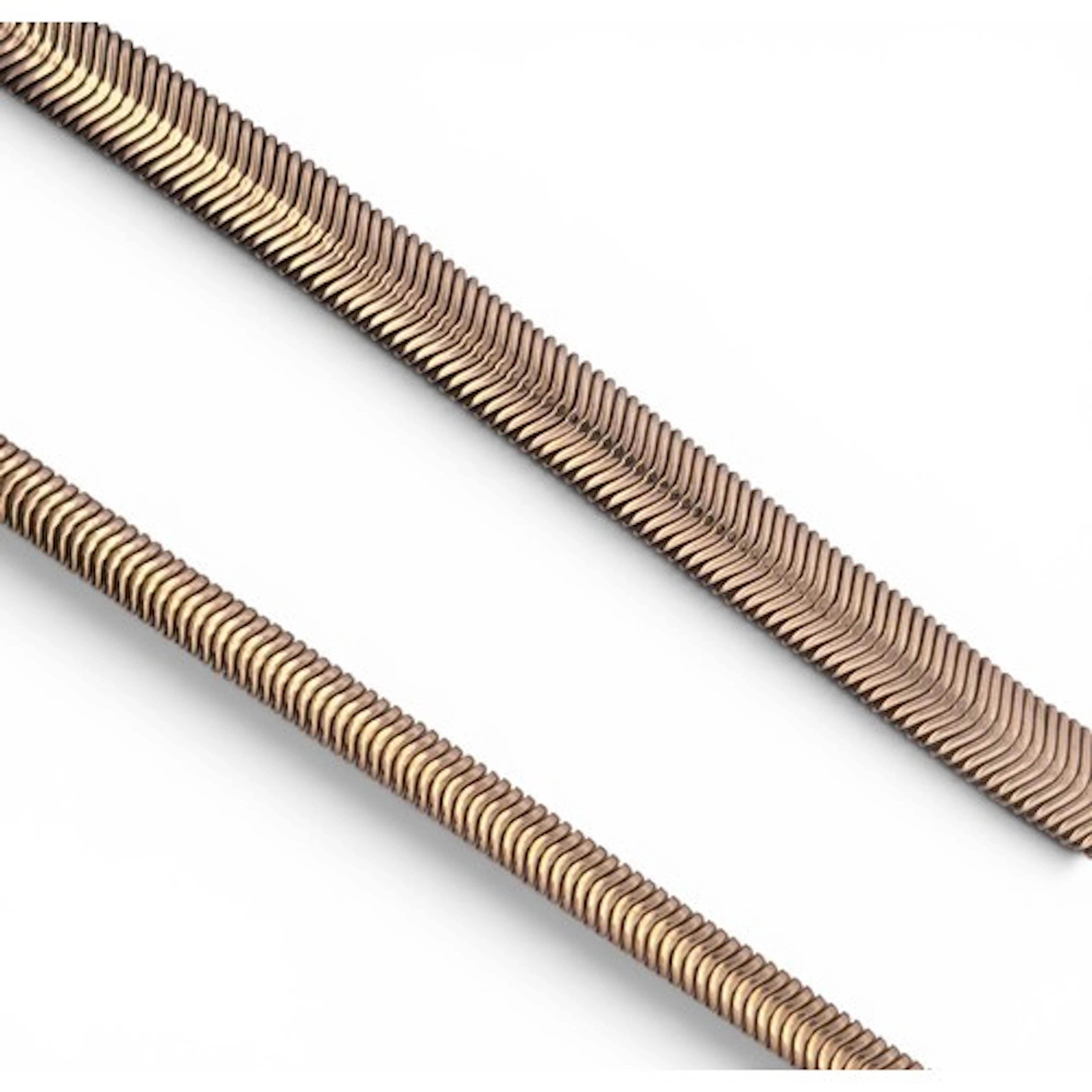 Two 9ct gold snake chain bracelets, 18.5cm and 19cm long.
