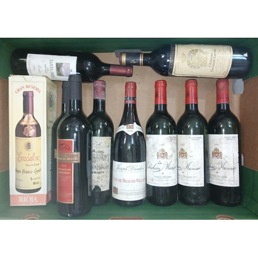 Ten bottles of assorted vintage red wine including Coteaux D...