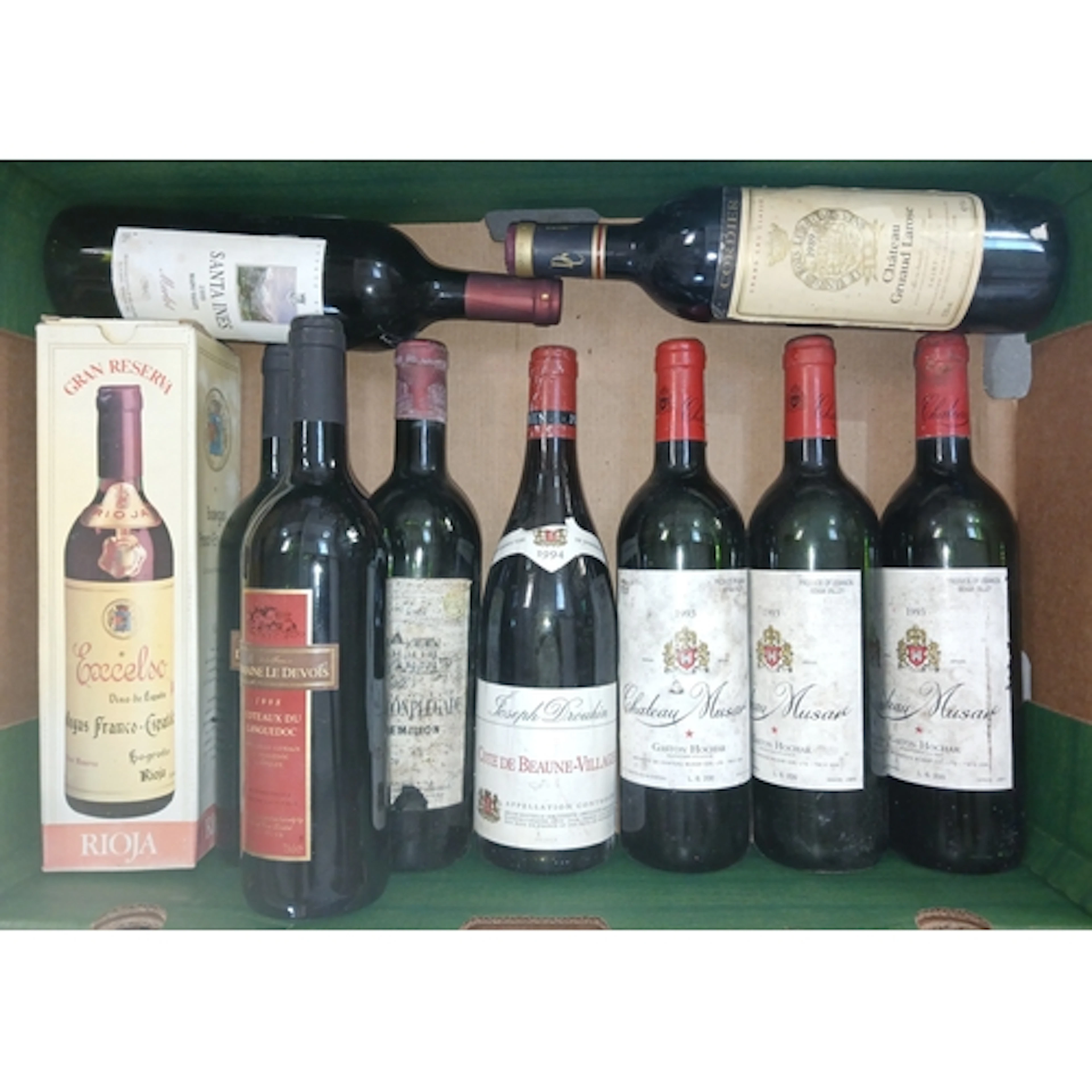 Ten bottles of assorted vintage red wine including Coteaux D...