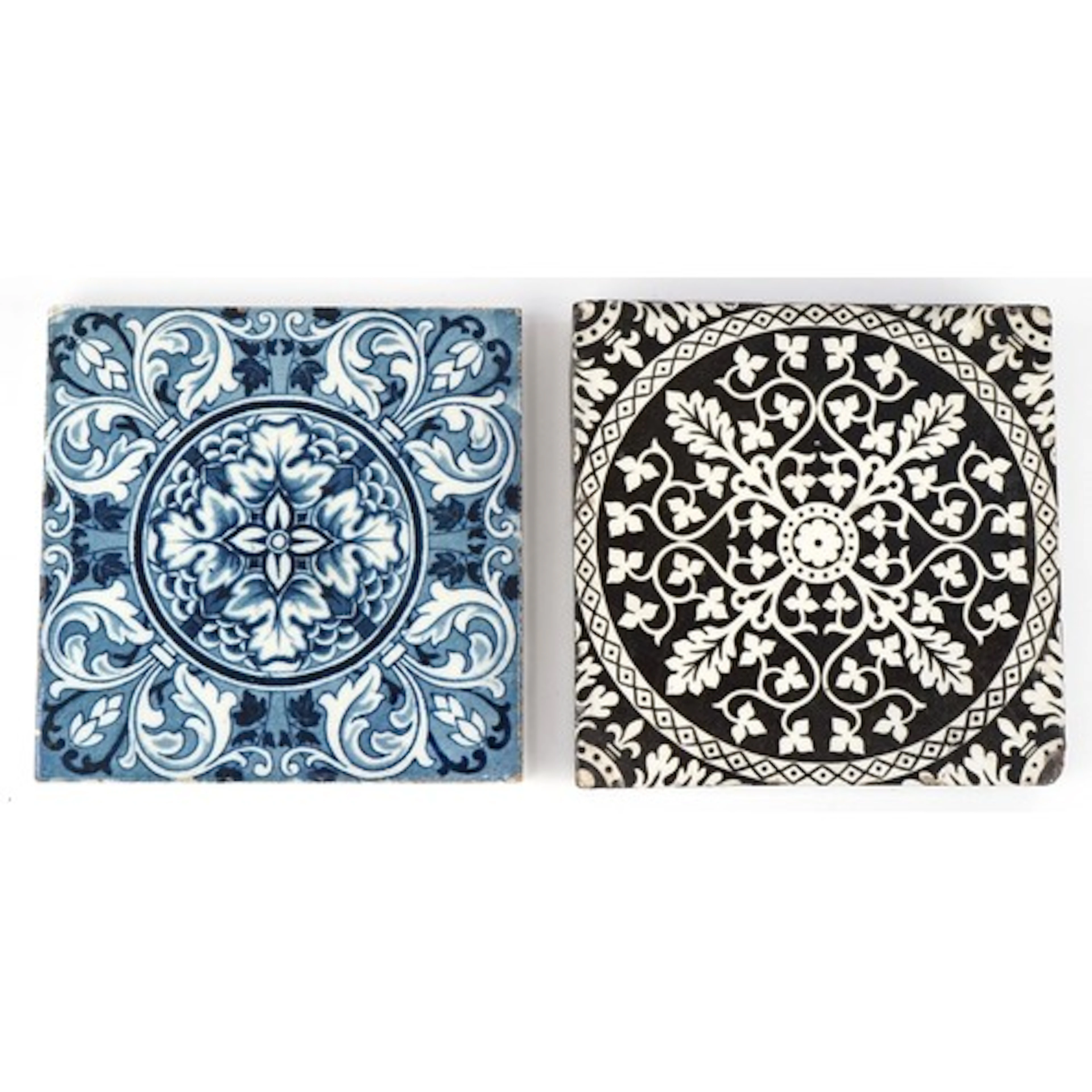Victorian Minton & Co. pottery tile with floral decoration, ...