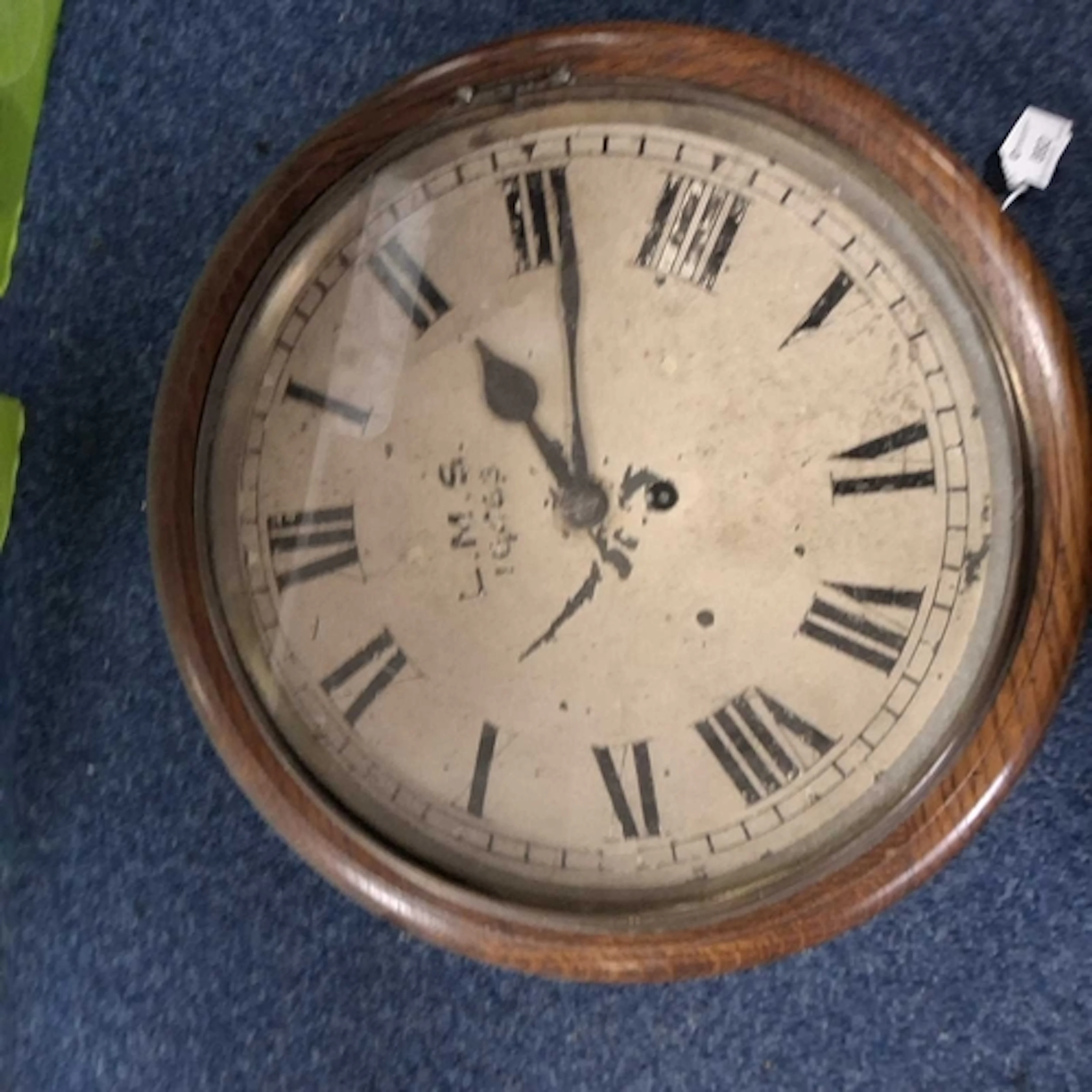 AN L.M.S. RAILWAY CLOCK with a fusee movement in place, an e...