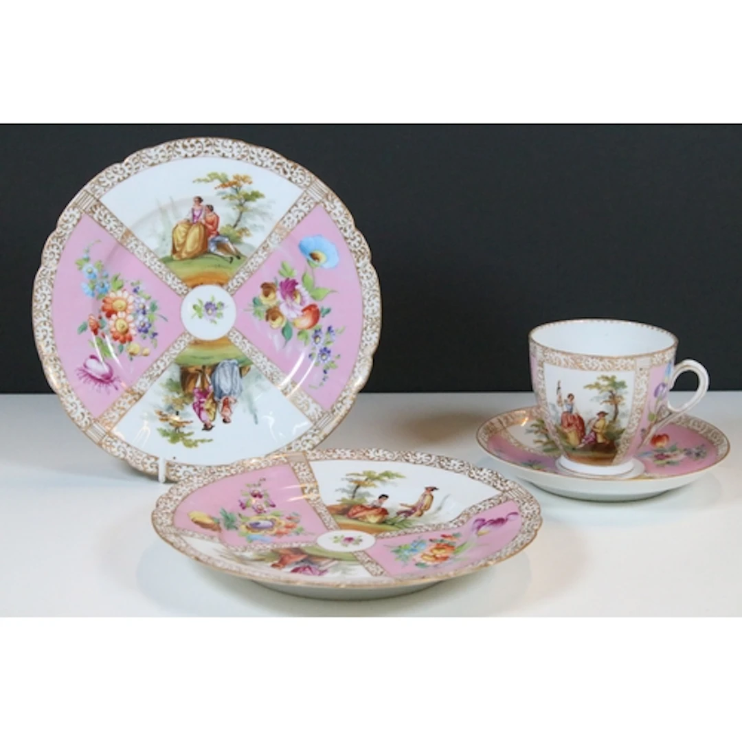 Late 19th / early 20th century Dresden tea cup and saucer, p...