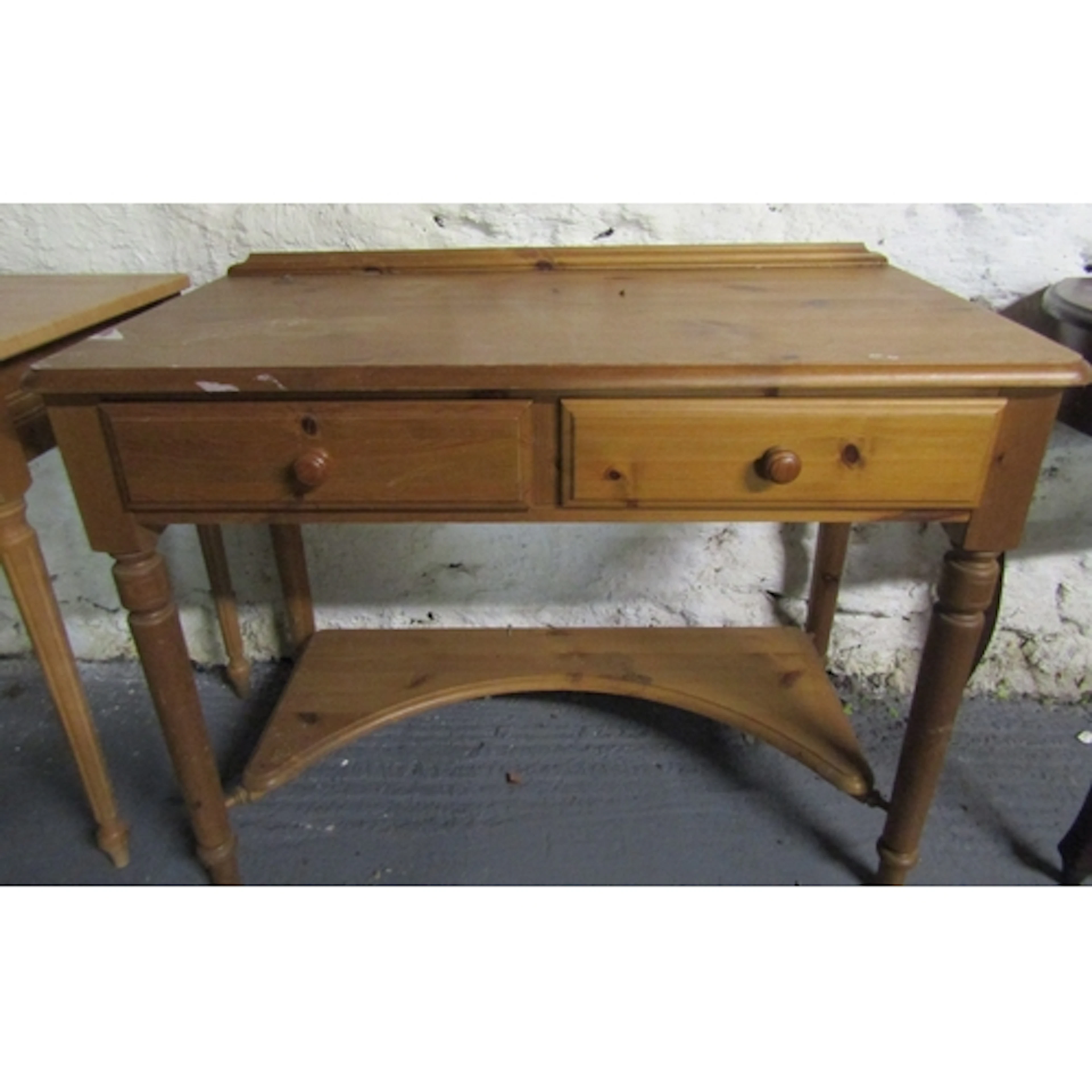 Pine Twin Drawer Side Table Approximately 42 Inches Wide