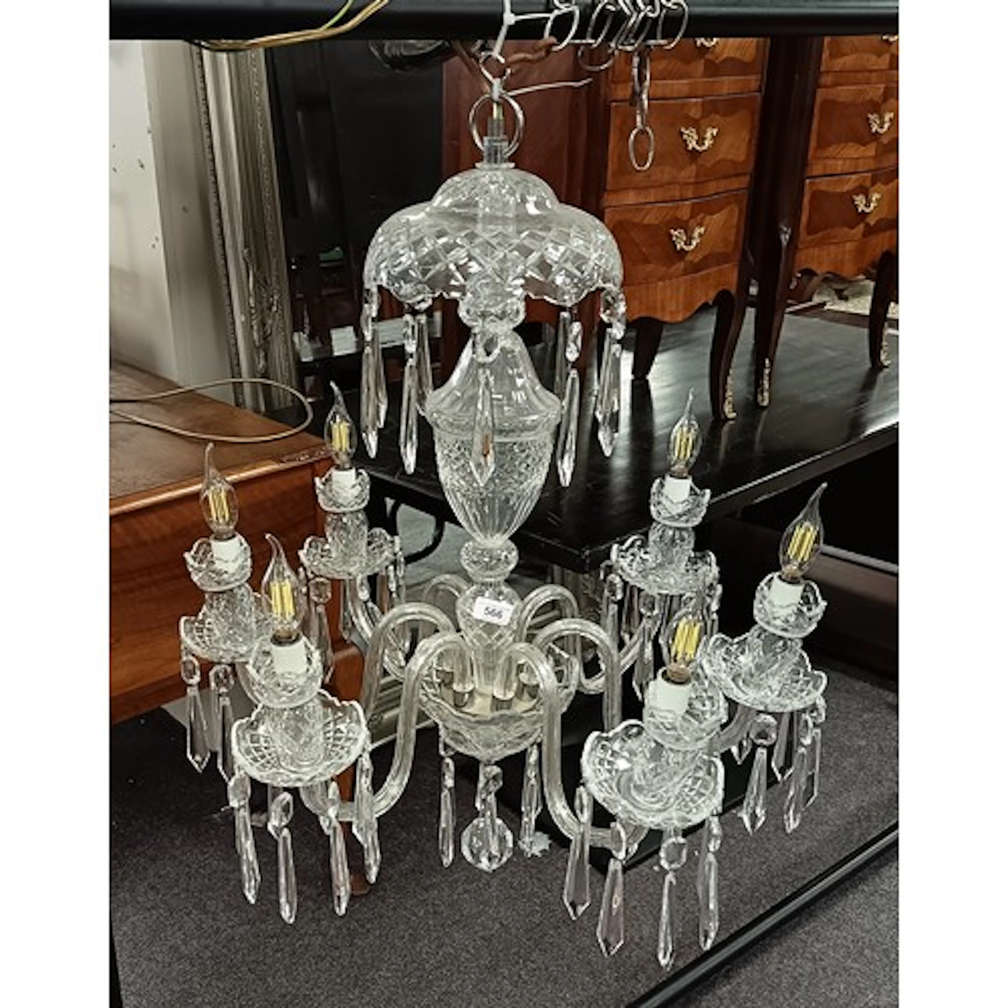 Waterford Crystal Six Branch chandelier with lustre drops, H...