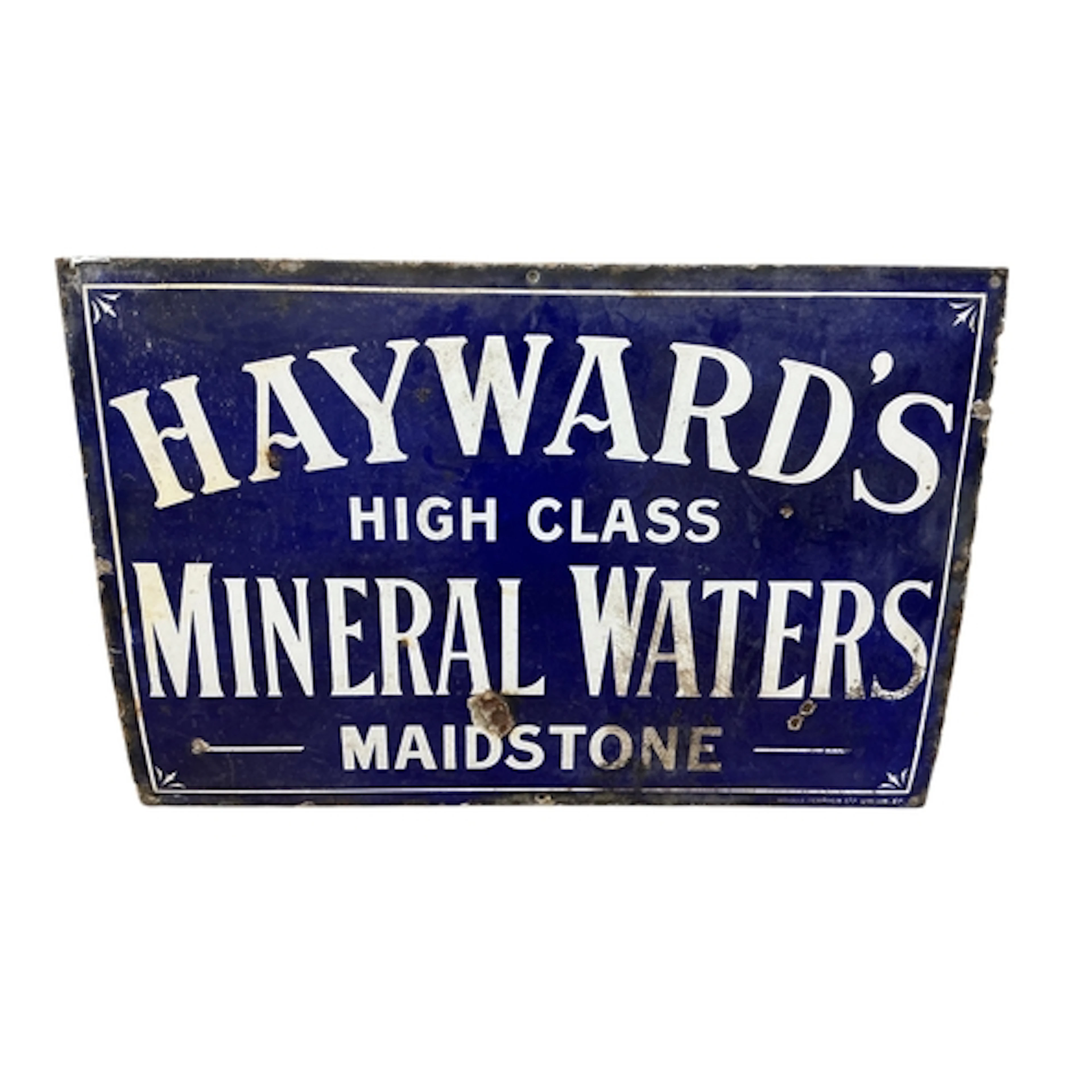 A vintage enamel advertising sign, 'Haywards High Class Mine...