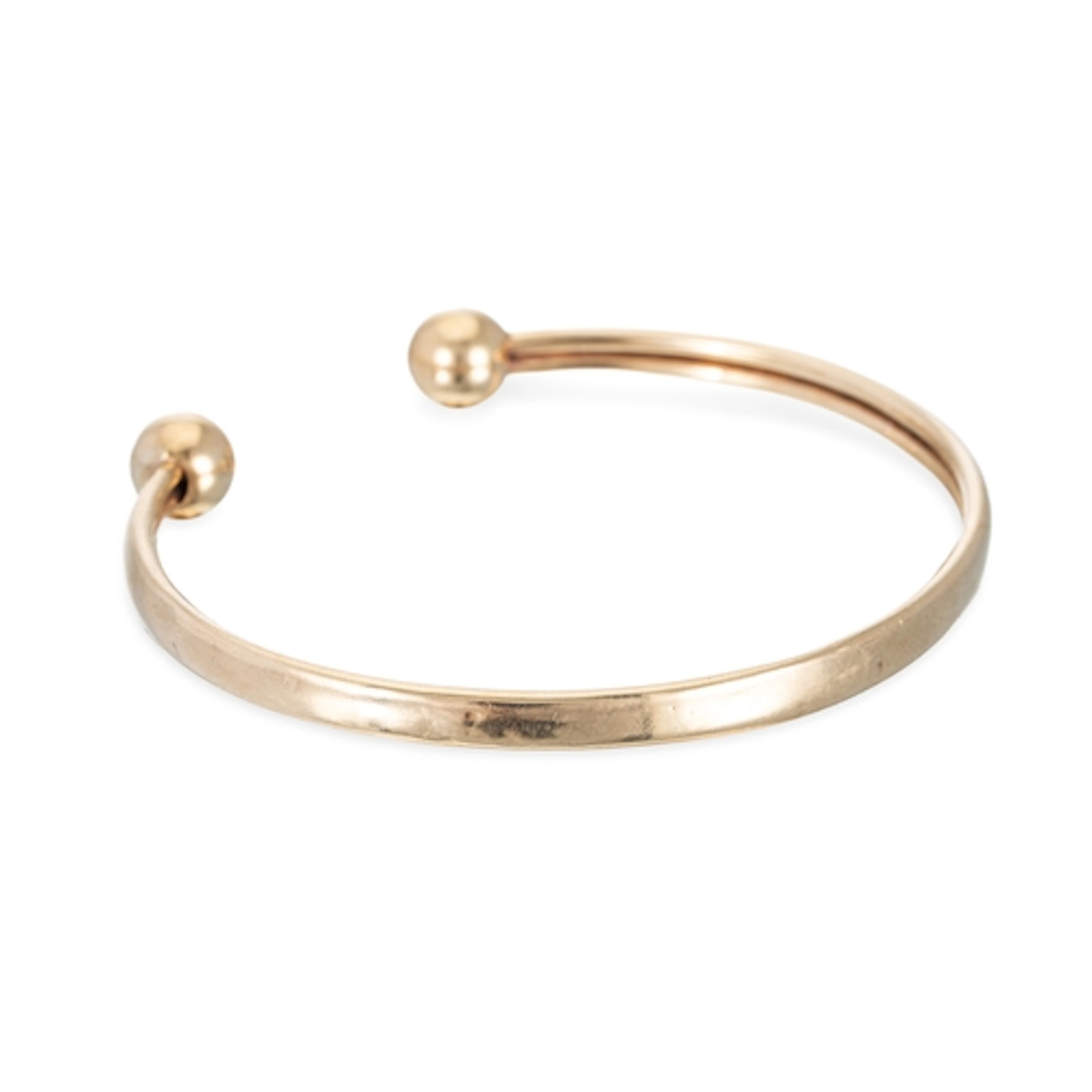 A 9CT GOLD OPEN CUFF BRACELET, with ball terminations, inter...