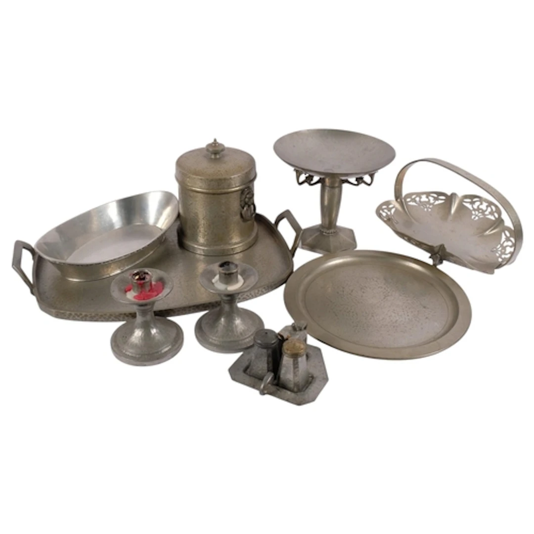 A collection of Antique and later pewter tableware, various ...