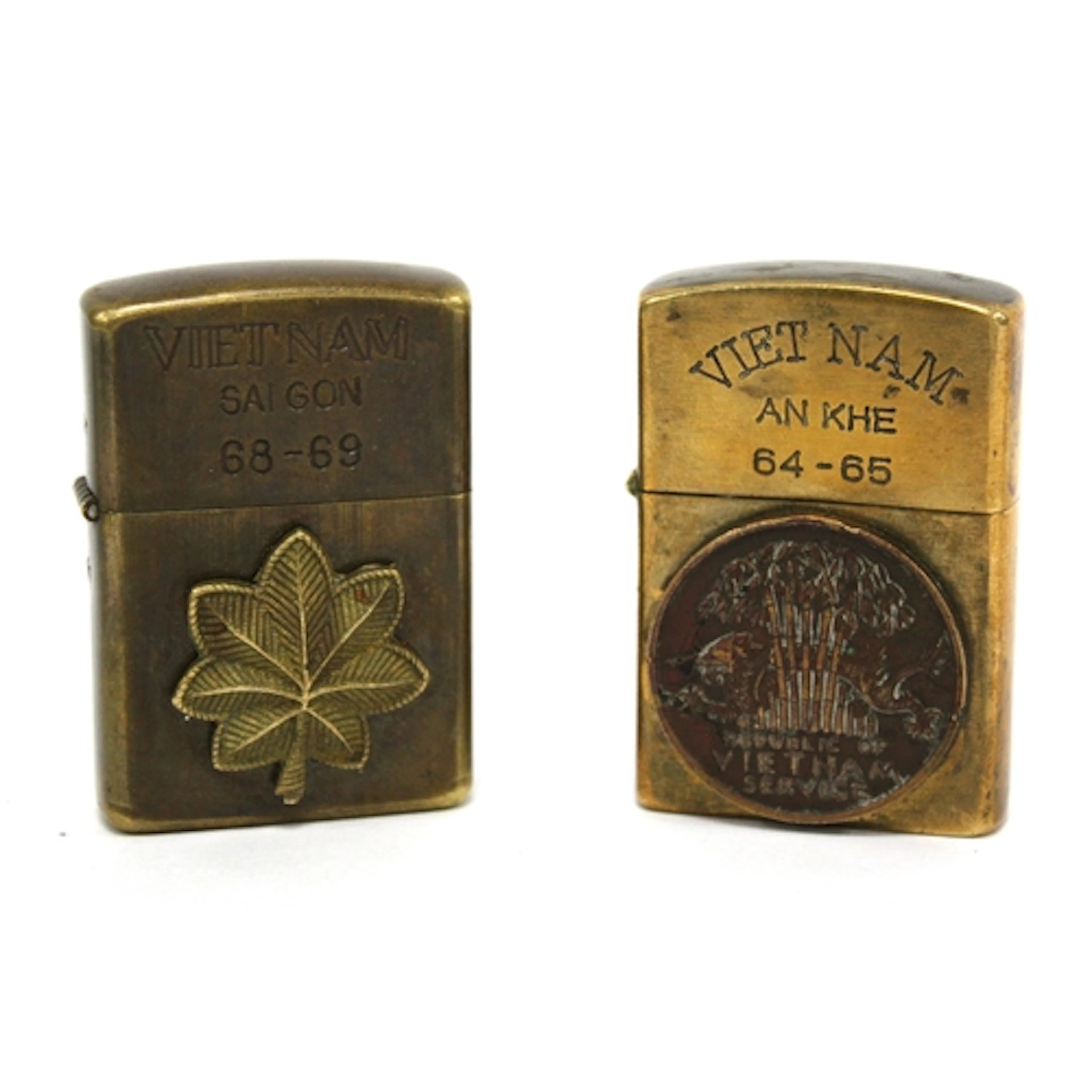 Zippo Vietnam 'An KHE' and 'SAIGON' Lighters.