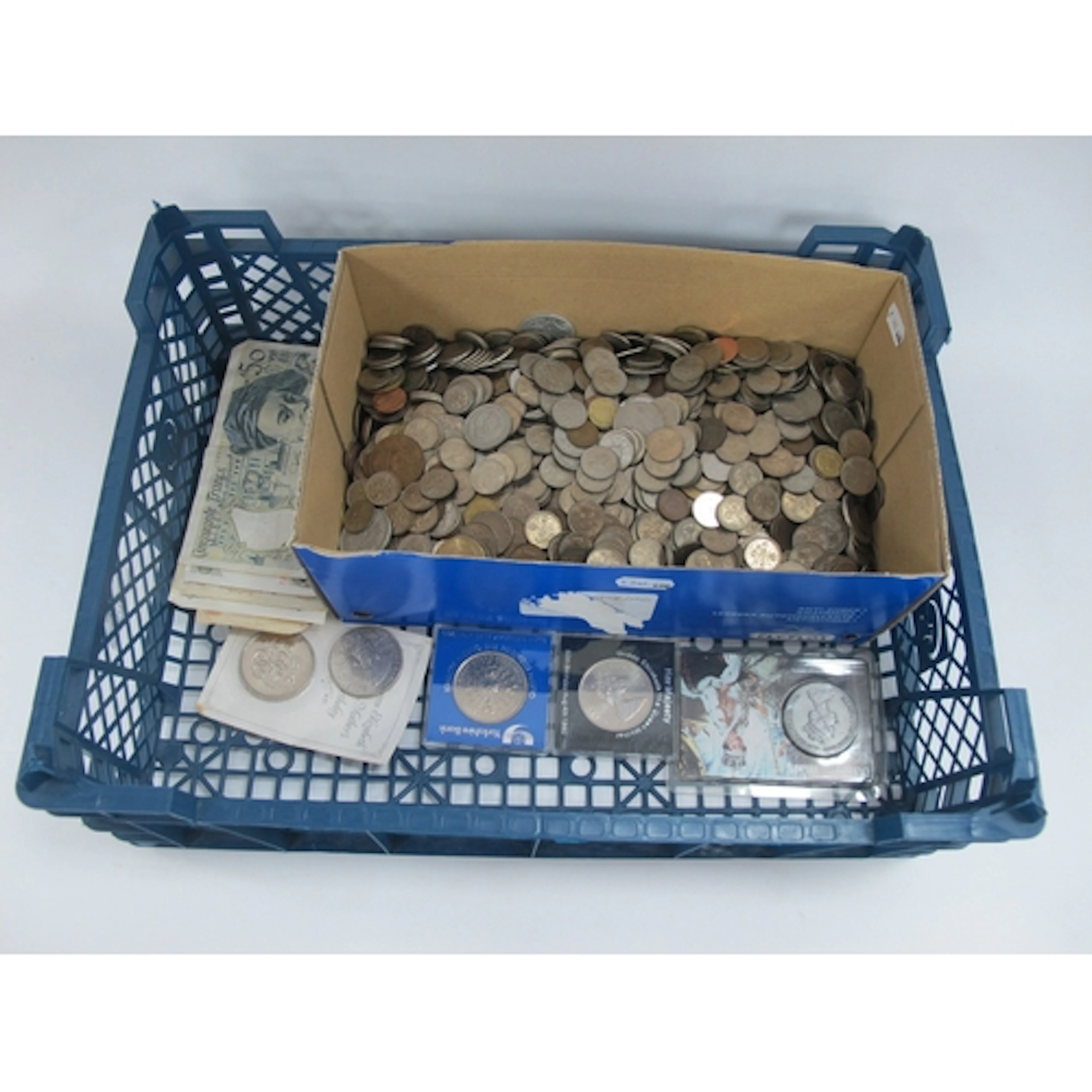 Large Collection Of Coins And Banknotes, includes GB commemo...