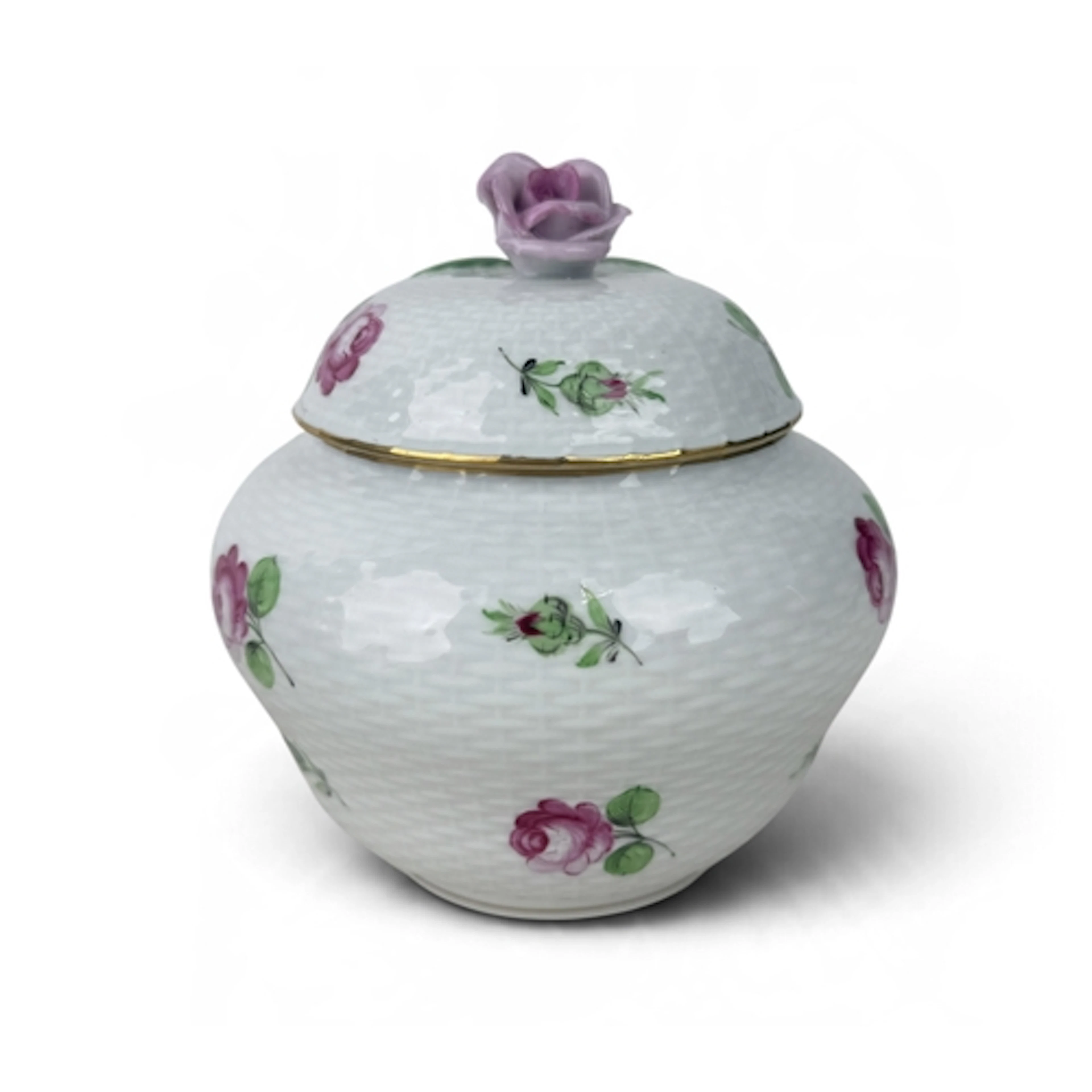 A HEREND JAR AND COVER 12cm H