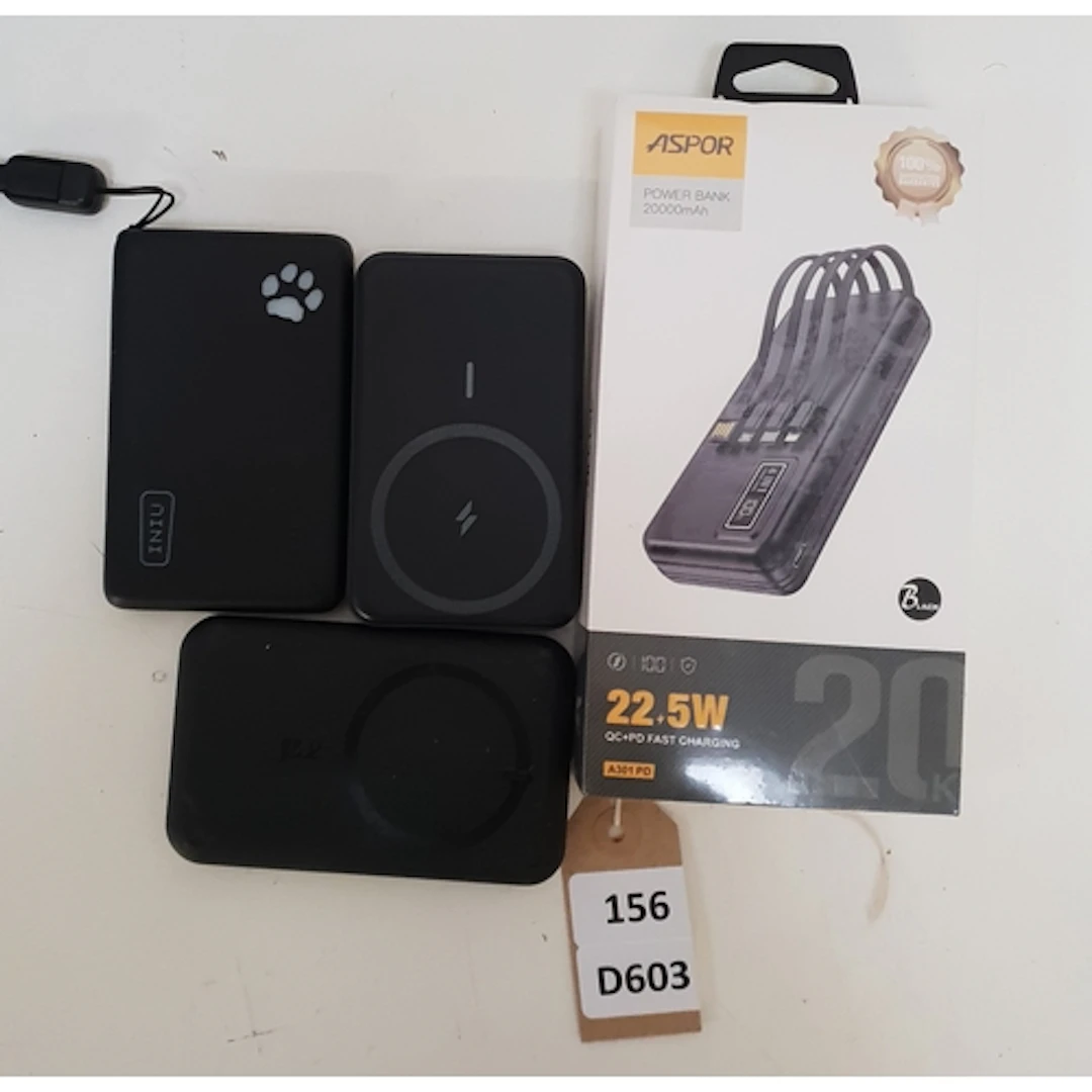 FOUR POWER BANKS COMPRISING BRAND NEW ASPOR 22 5W FAST CHARG...