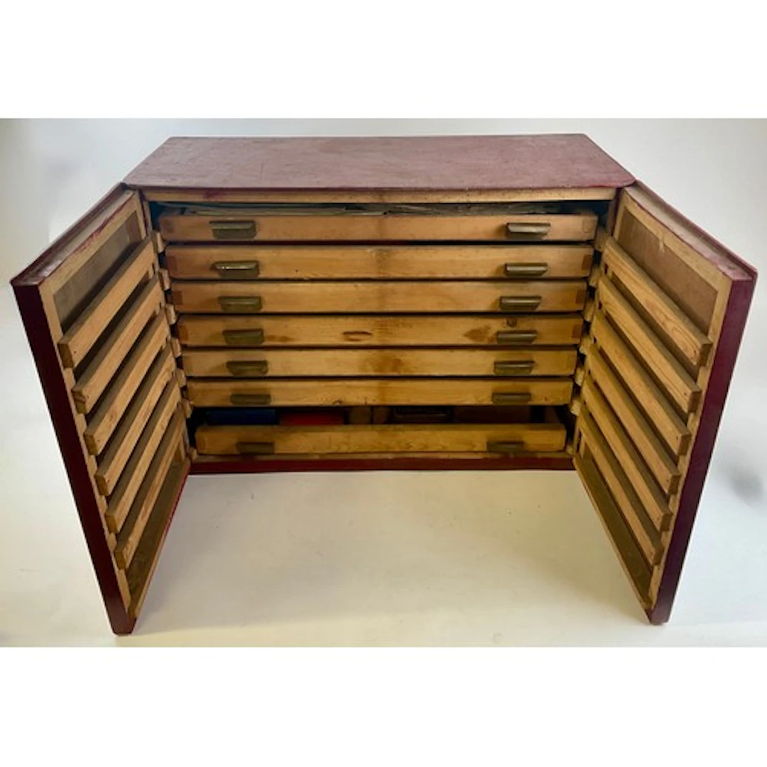 Meccano - an estate made painted pine collector’s chest, fit...