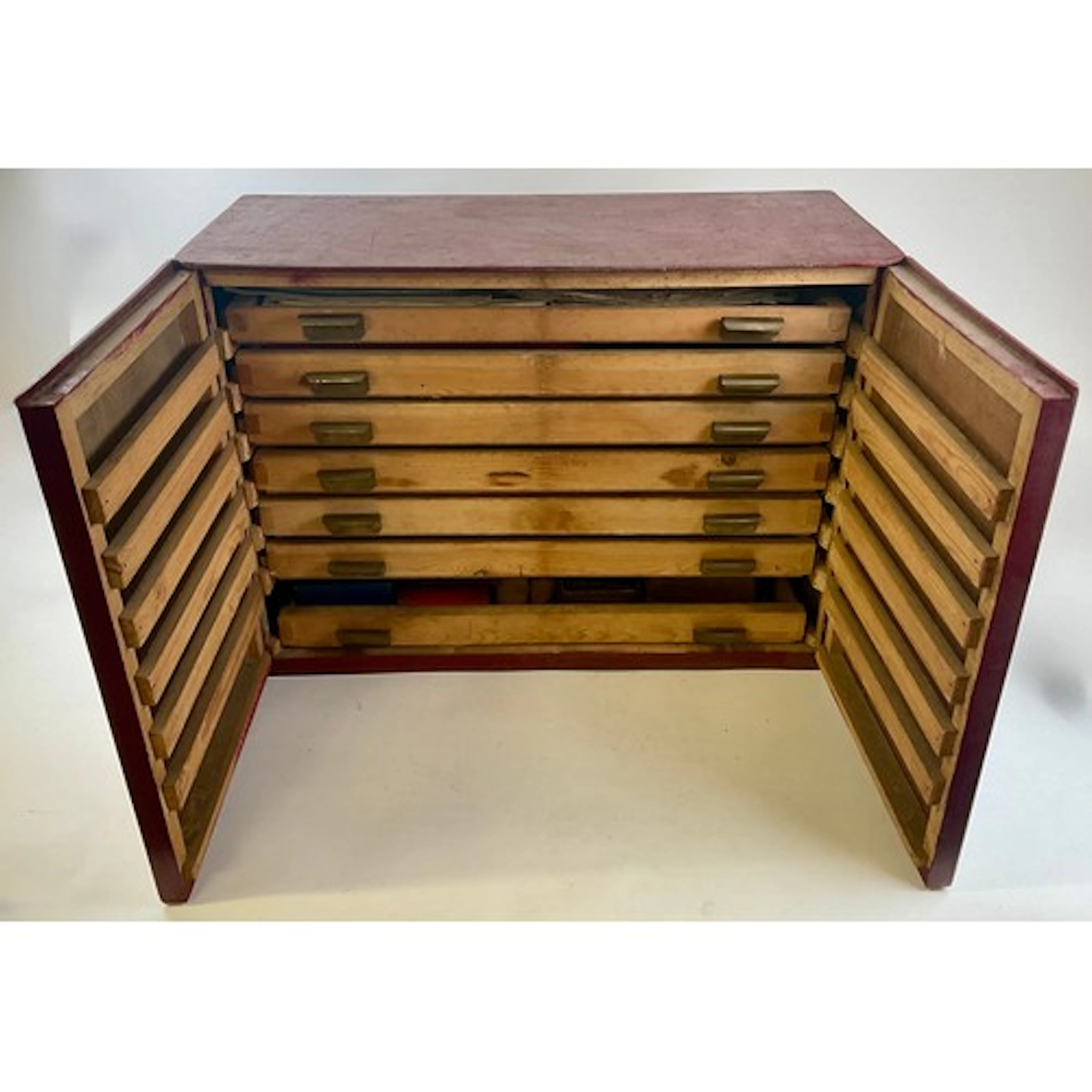 Meccano - an estate made painted pine collector’s chest, fit...