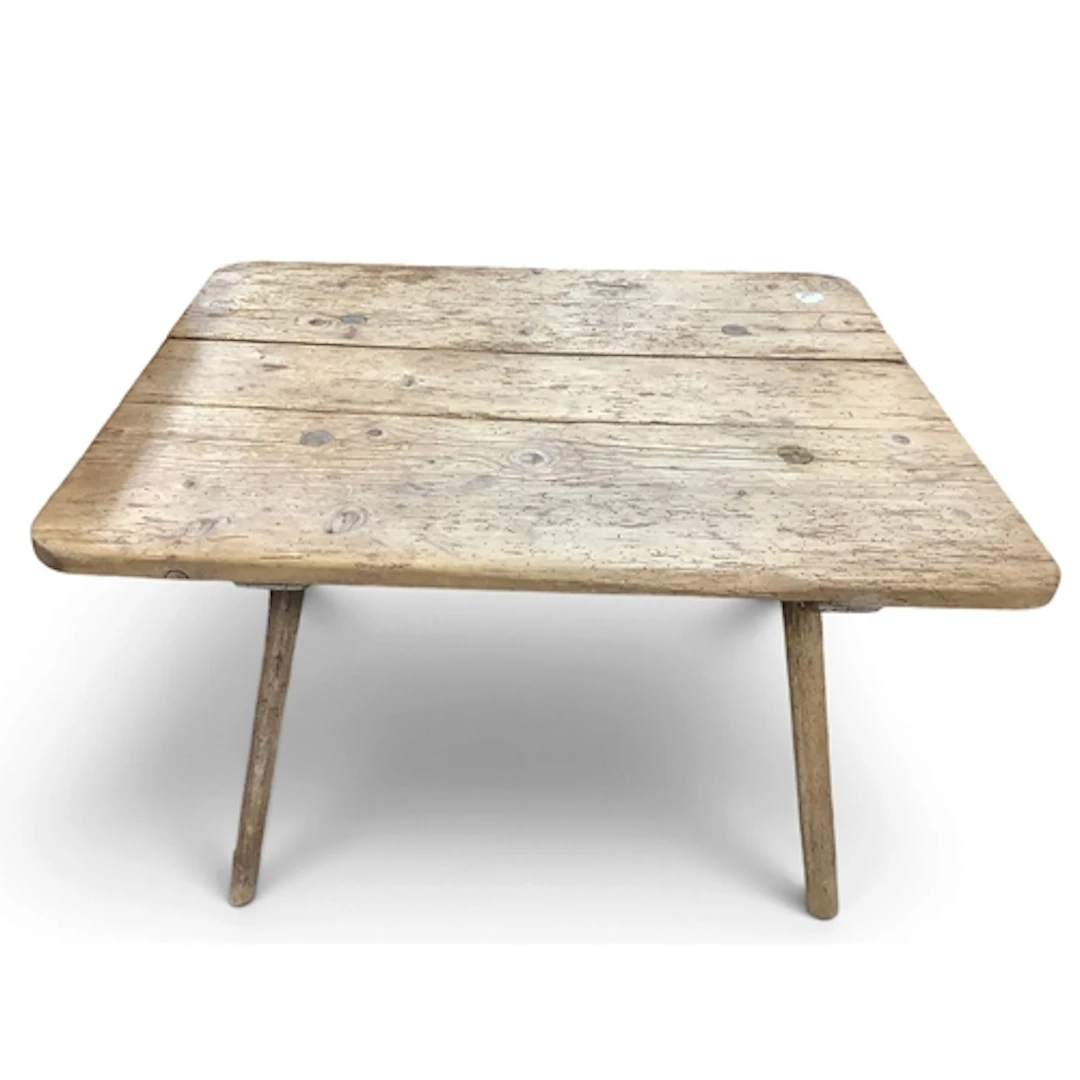 XIX Century Pine Plank Top Table on splayed chamfered legs, ...