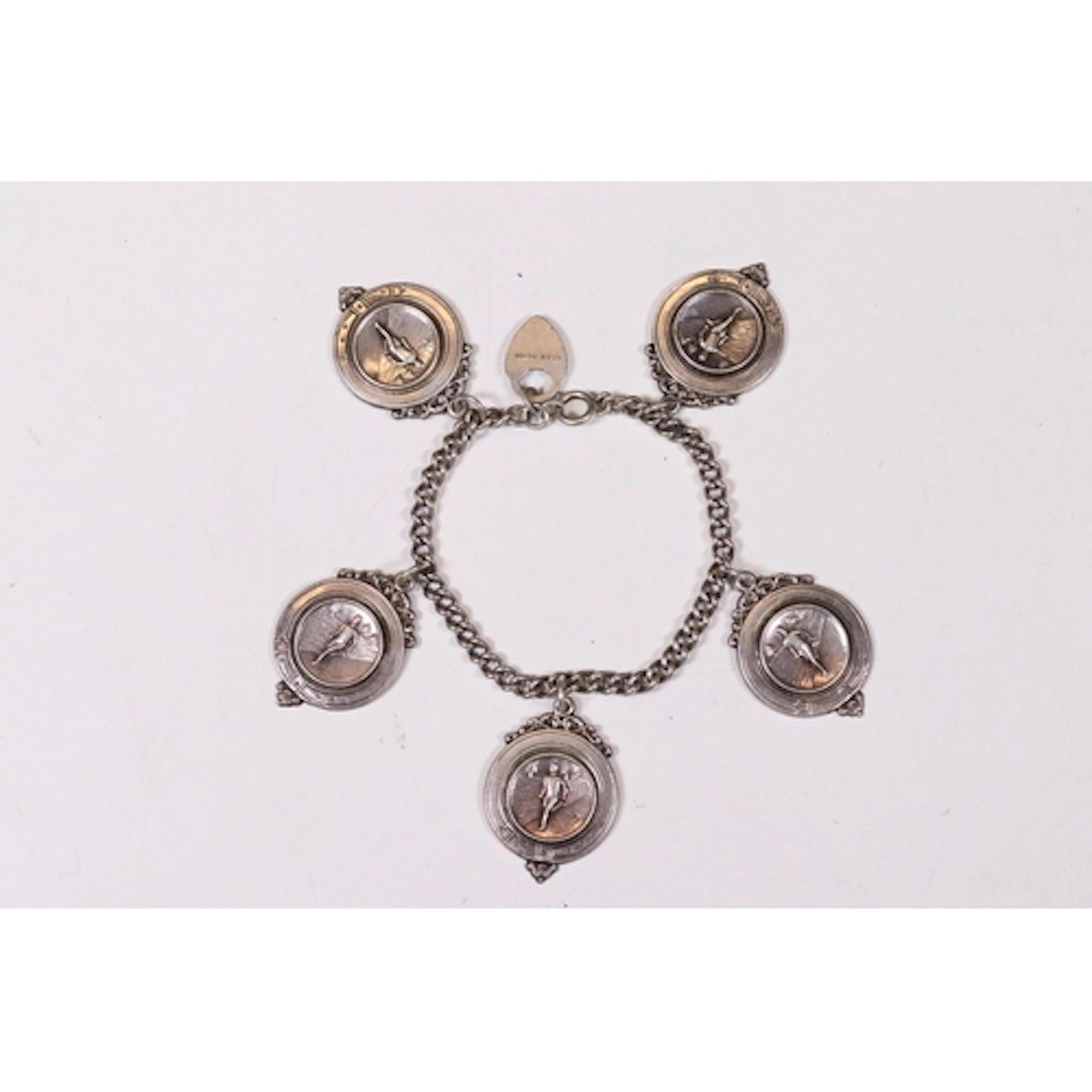 Early 20th Century hallmarked silver chain with five silver ...