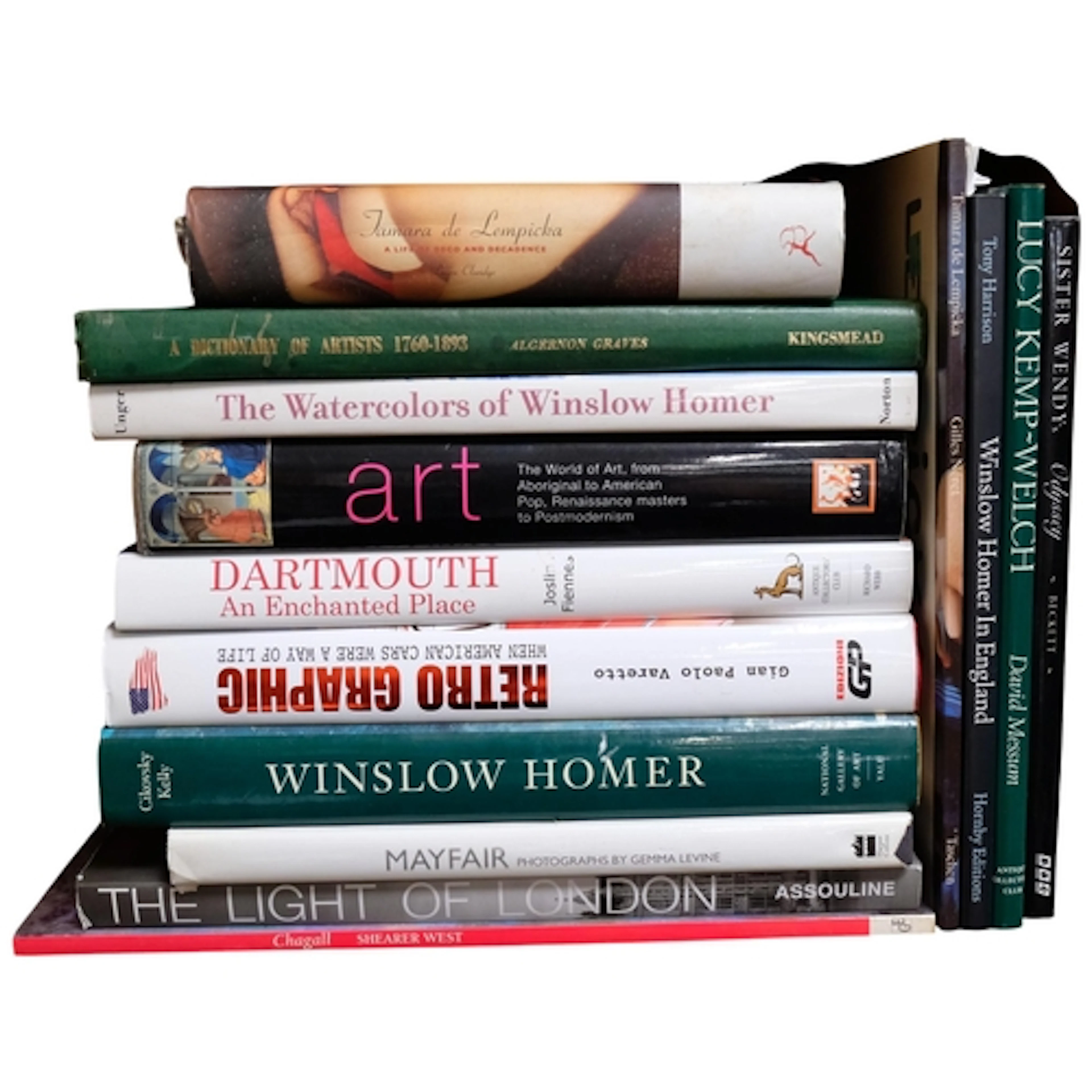 A collection of hardback books on artists including Winslow ...