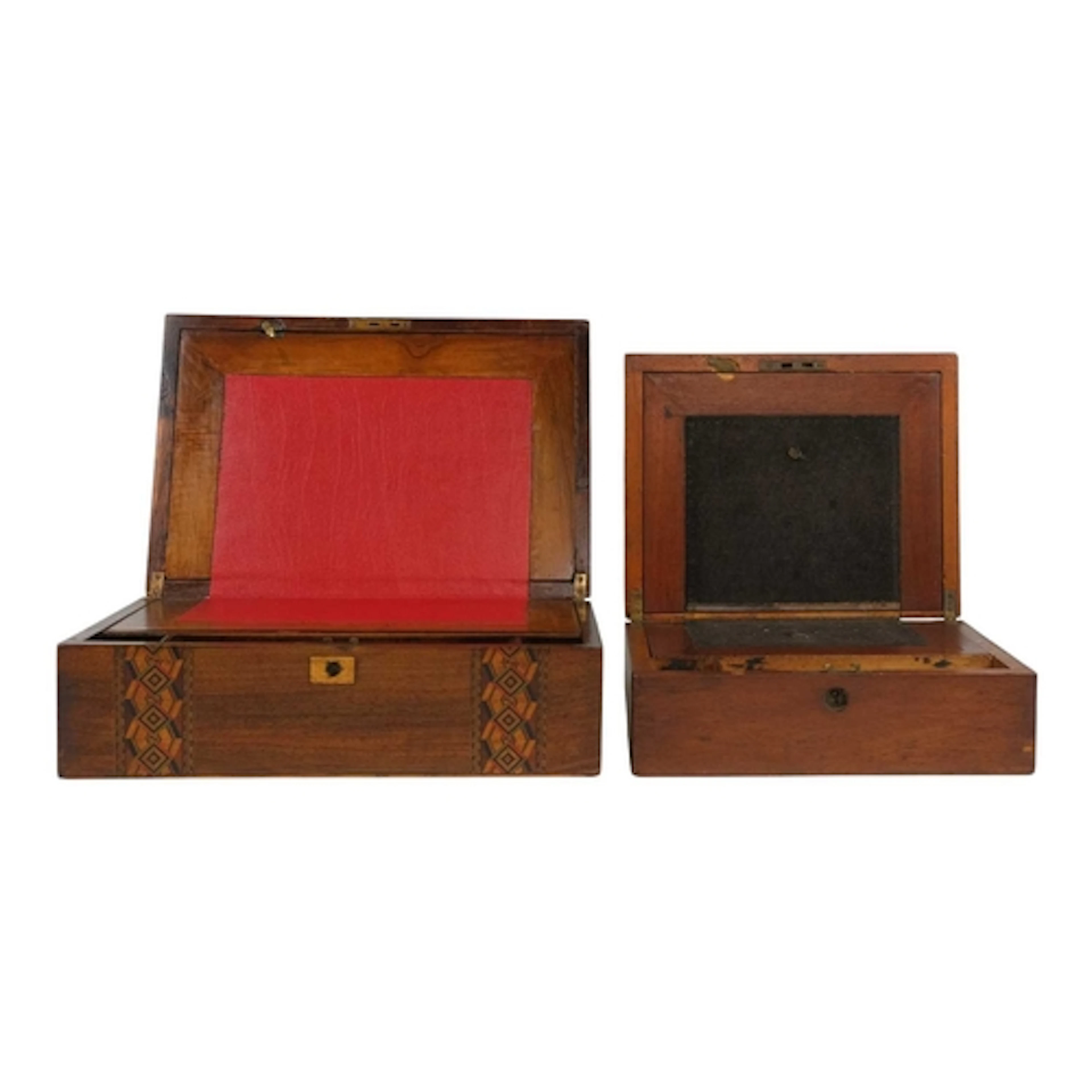 A Victorian Tunbridge Ware writing slope. With bone inlay an...