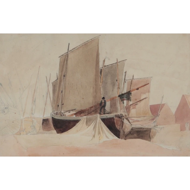 Peter De Wint (1784-1849) Fishing Boats at Low Tide, unsign...