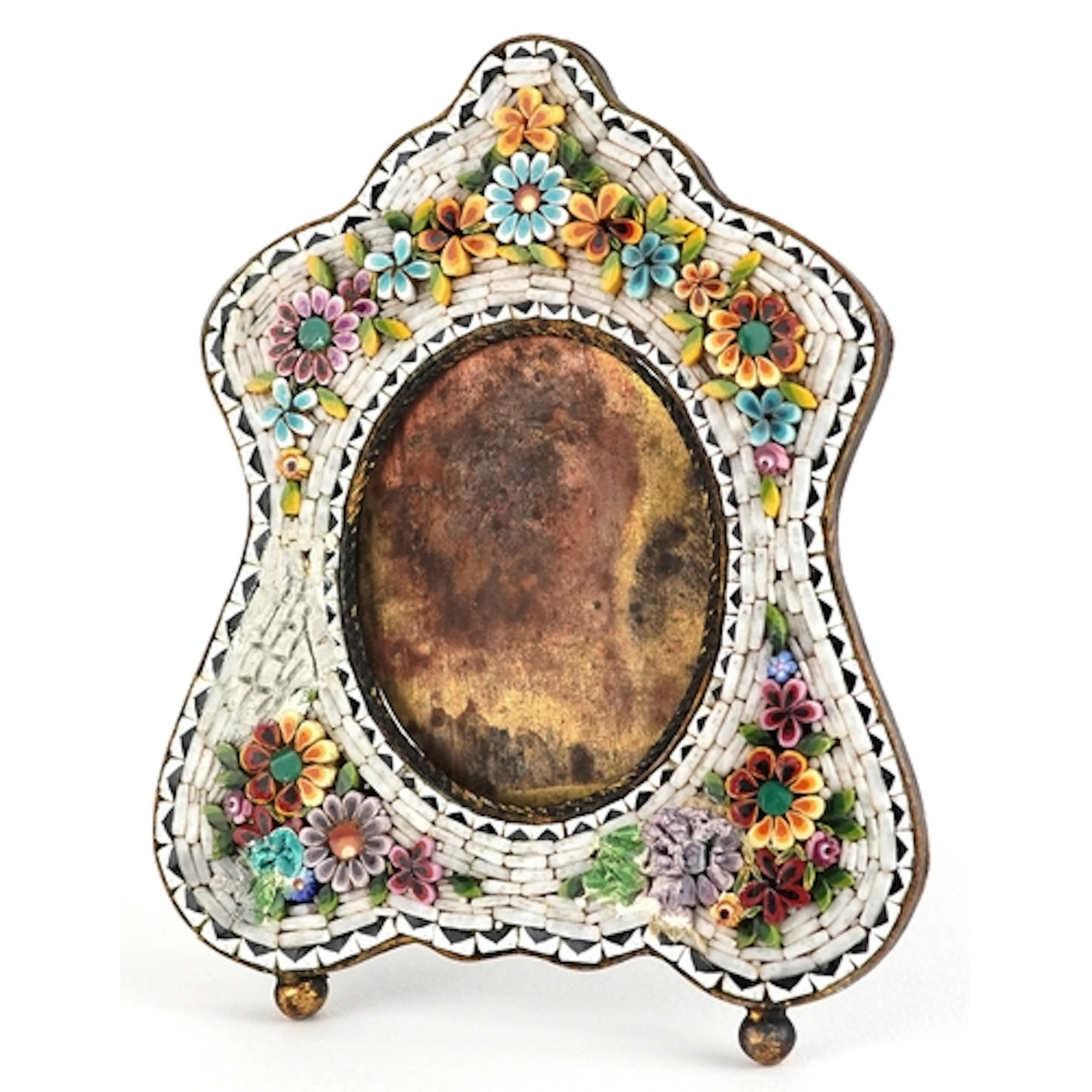 19th century Italian floral micro mosaic easel picture frame...