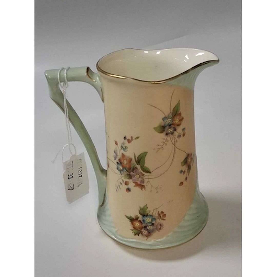 A GRAINGER'S WORCESTER BLUSH IVORY JUG, shape G900, printed ...