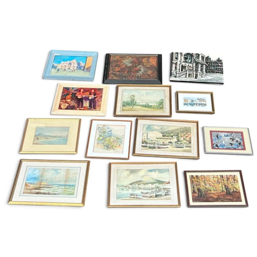 A GROUP OF OIL PAINTINGS AND WATERCOLOURS Mostly framed and ...