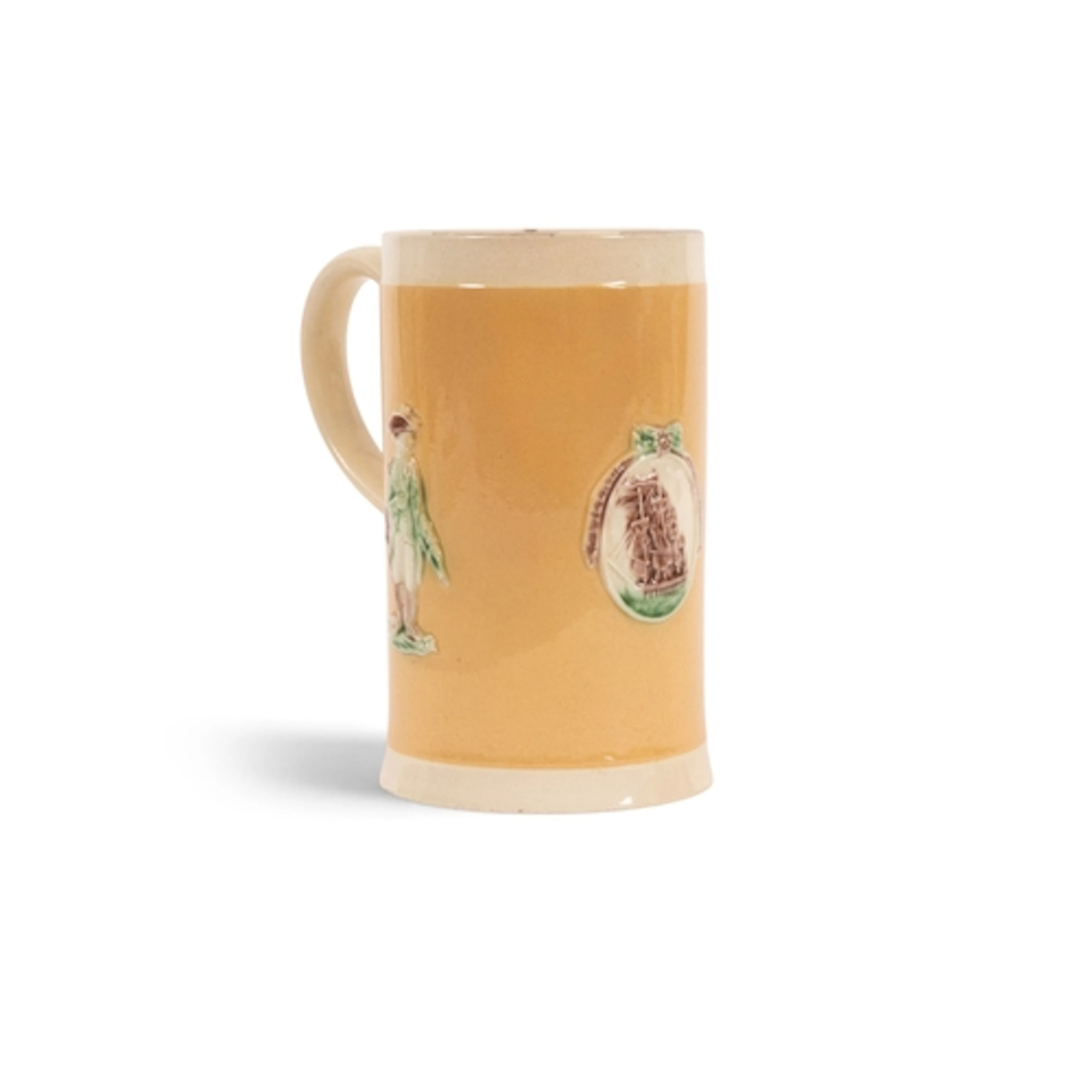 A tall Staffordshire creamware commemorative mug, c.1782, th...