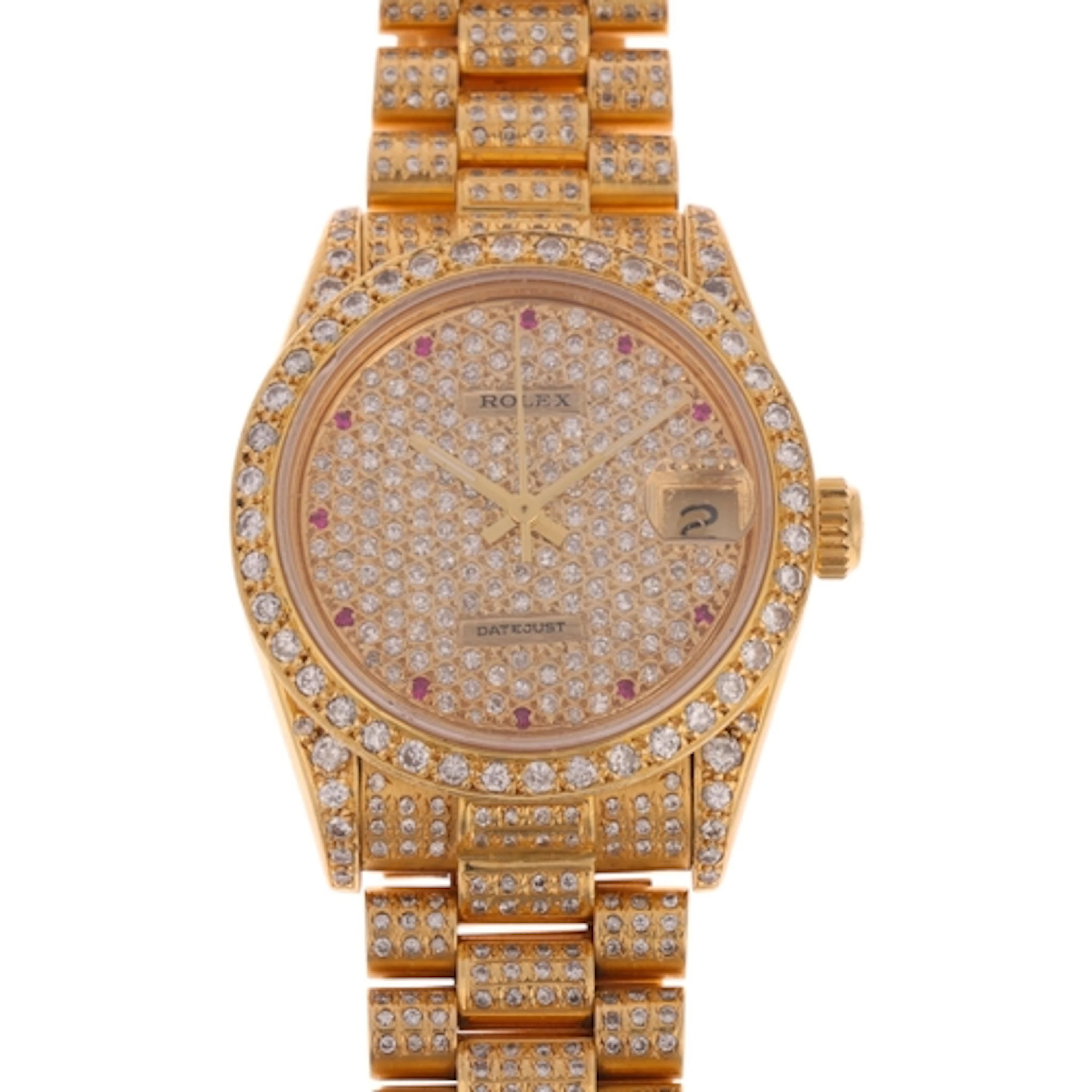 ROLEX - a mid-size 18ct gold after market diamond Datejust a...
