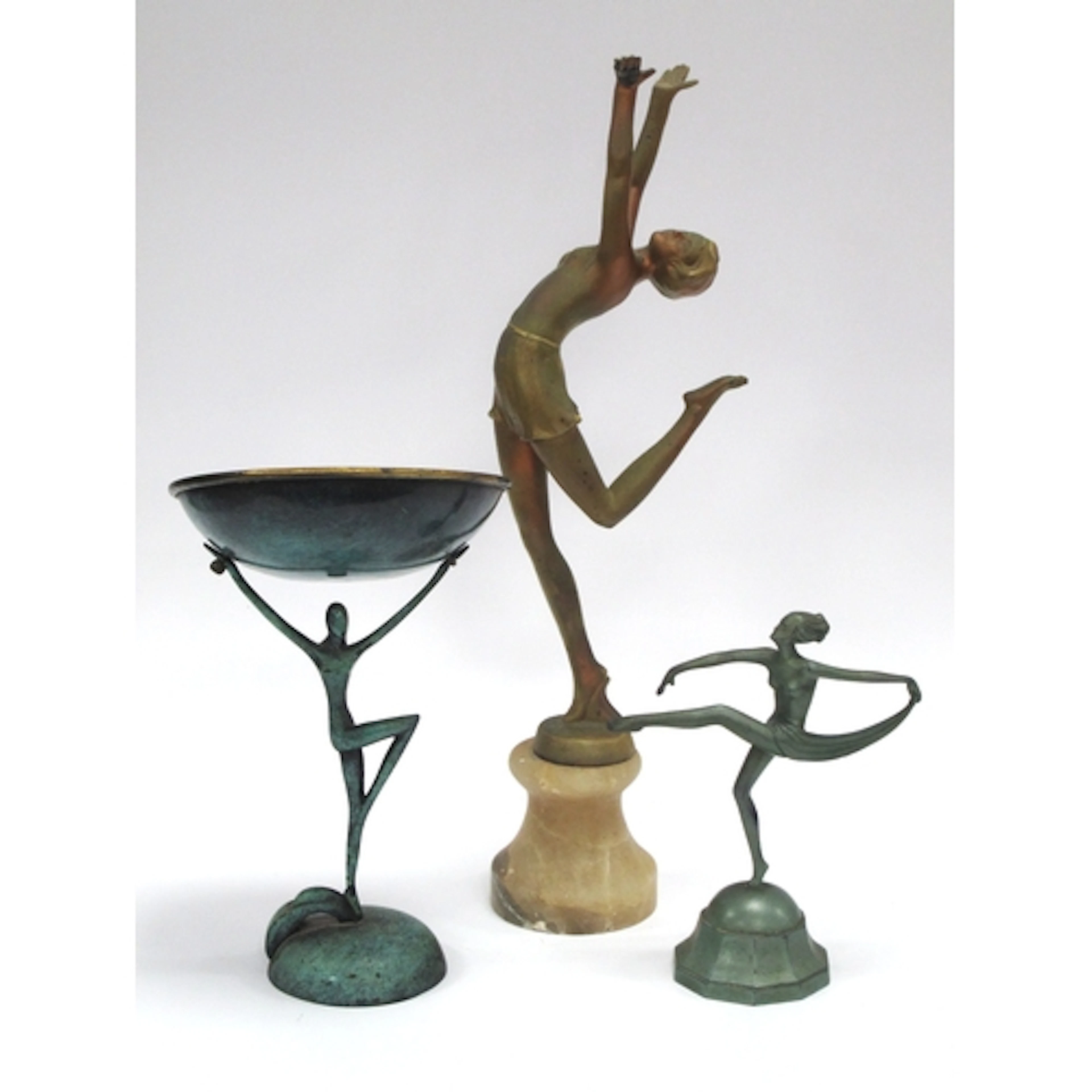 Art Deco sculptures, comprising 1920s French female dancer o...
