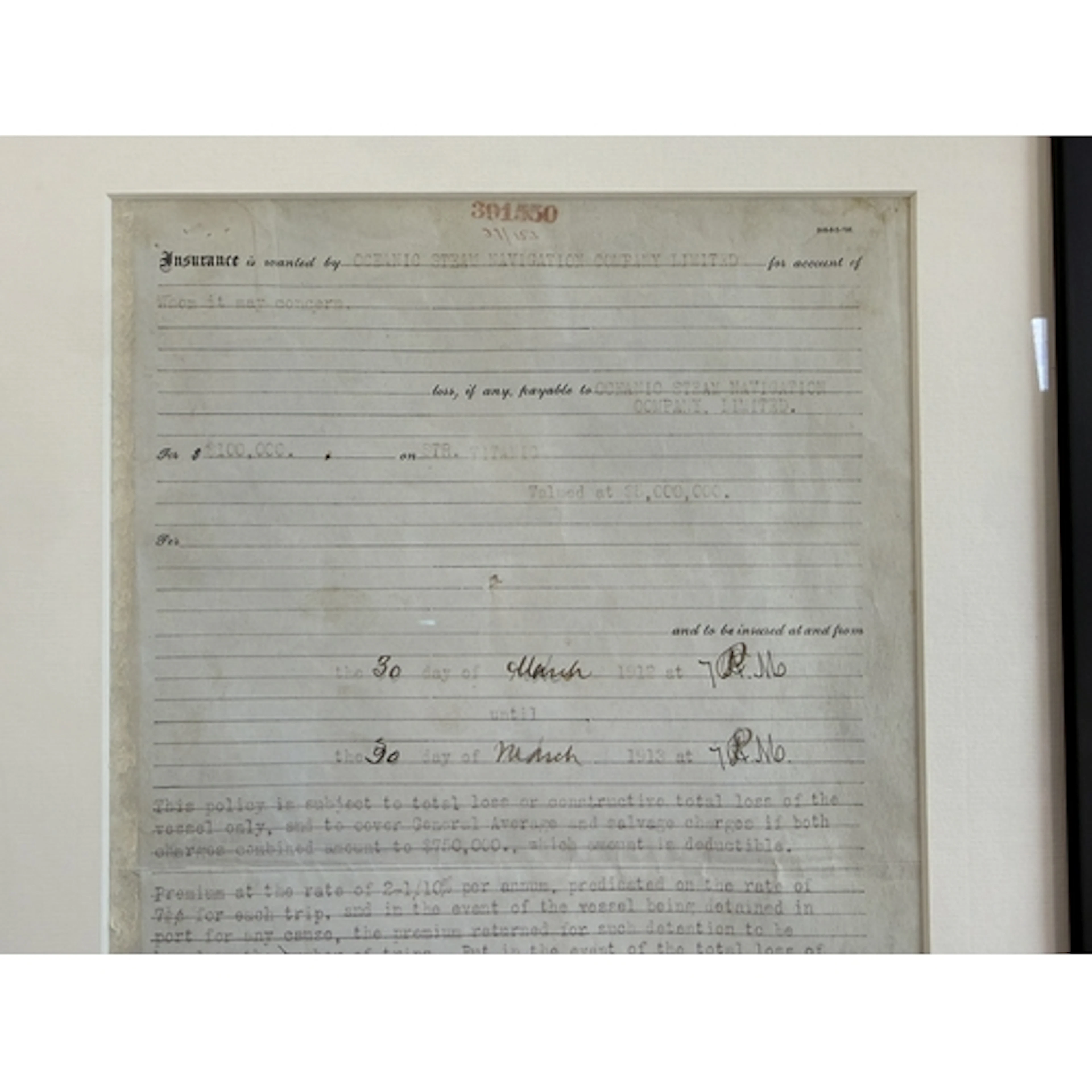 R.M.S. Titanic: R.M.S. Titanic: UNIQUE INSURANCE DOCUMENT F...