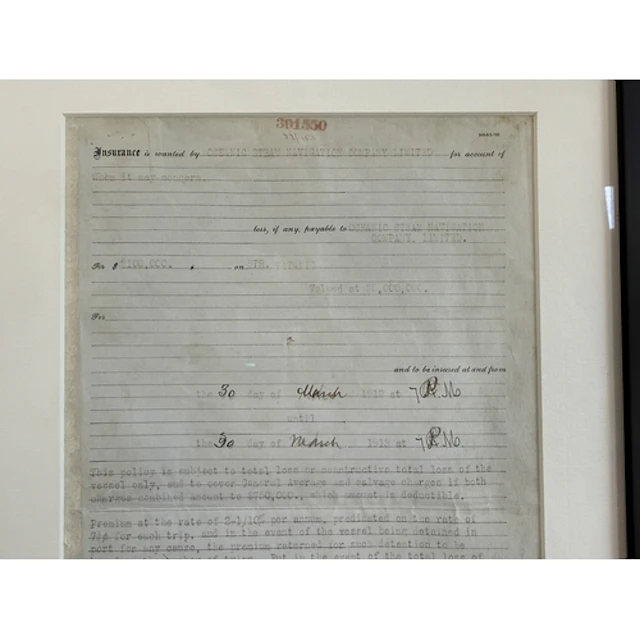 R.M.S. Titanic: R.M.S. Titanic: UNIQUE INSURANCE DOCUMENT F...