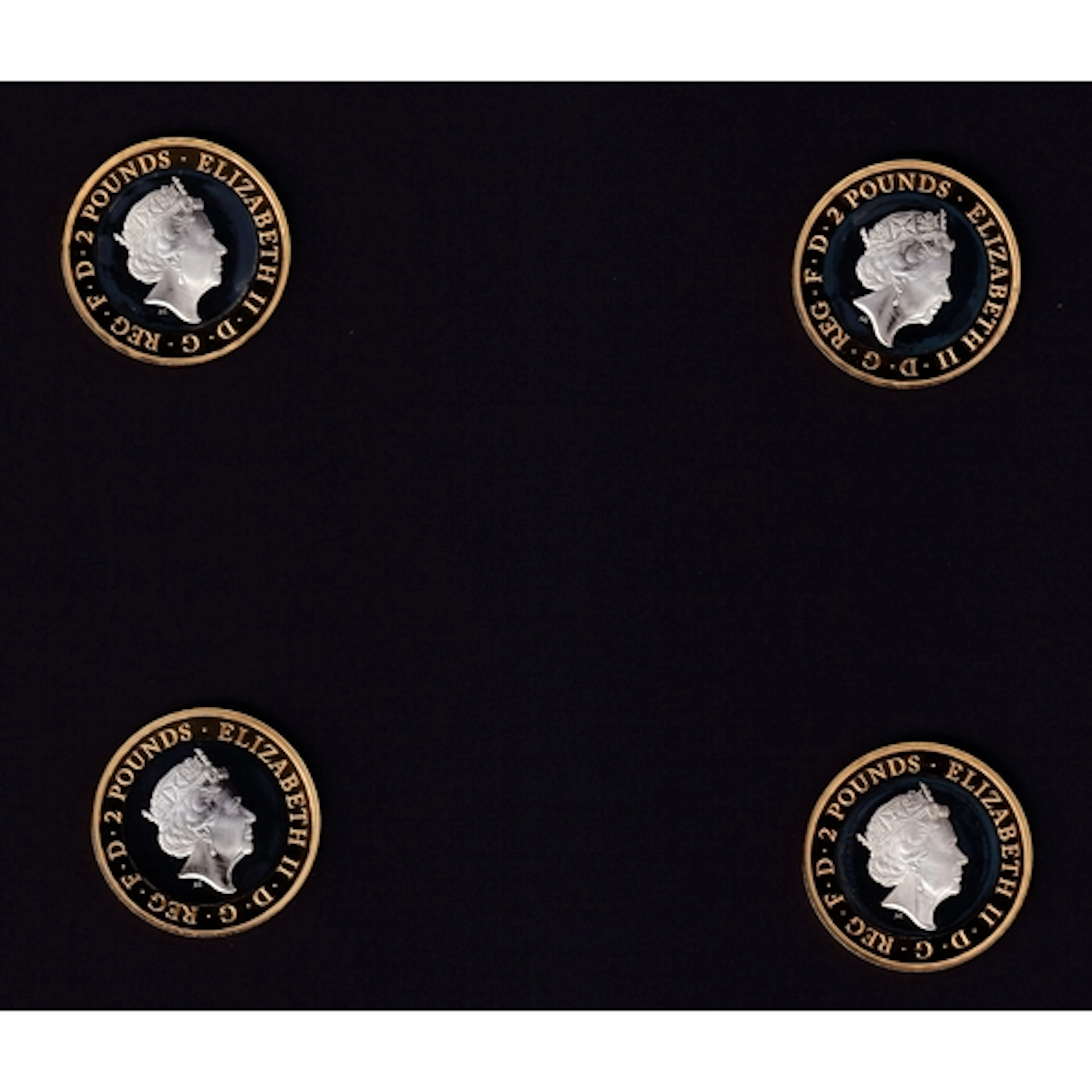 2019 UK Queen Elizabeth II group of four silver proof £2 coi...