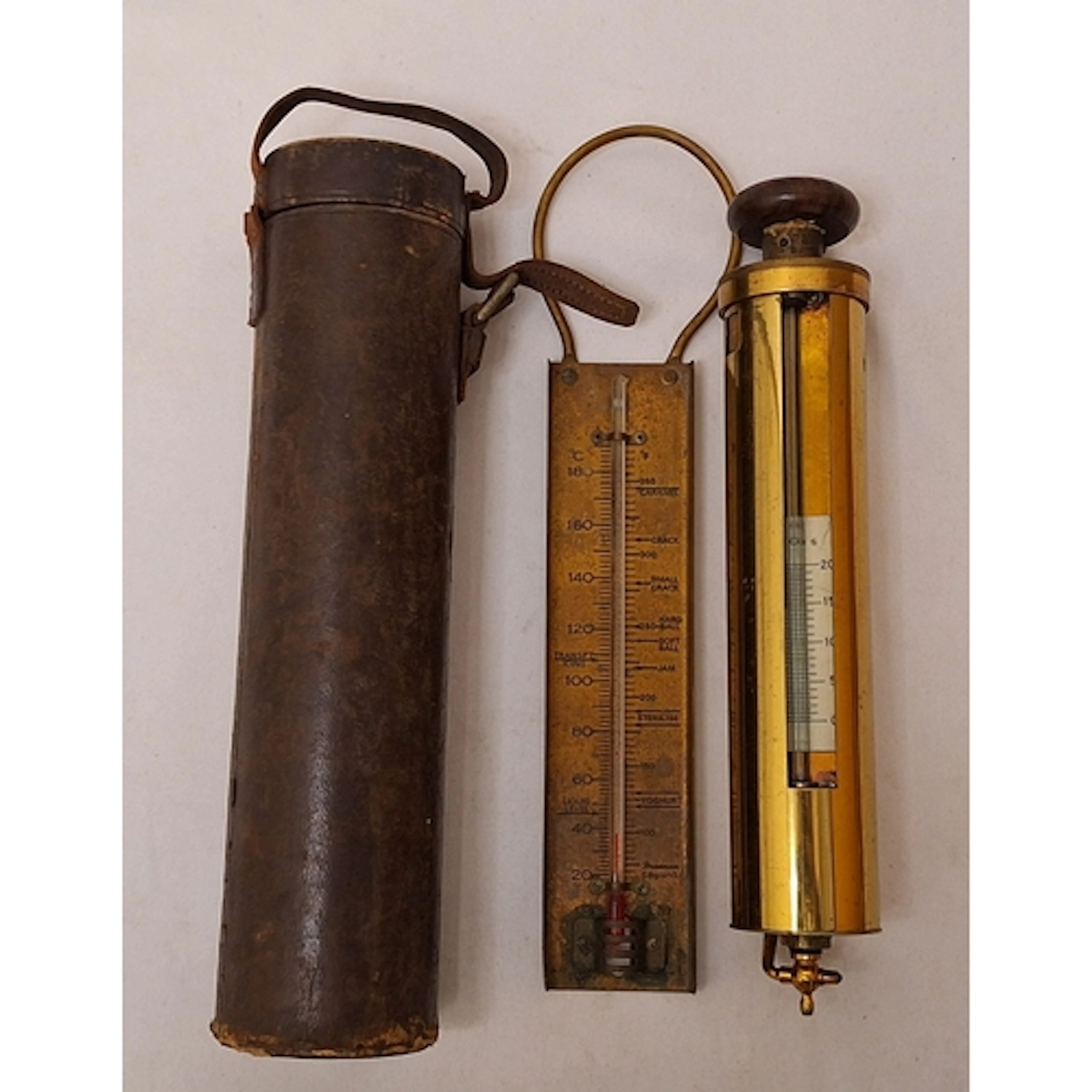 Antique Leather Cased Testing Gauge fuel? marked no. 1032 un...