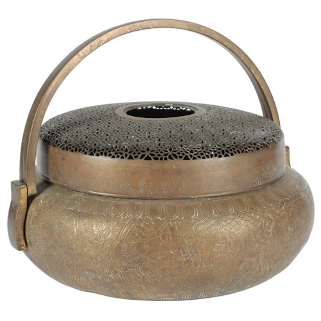 A large Chinese bronze footwarmer, late 19th century, engrav...