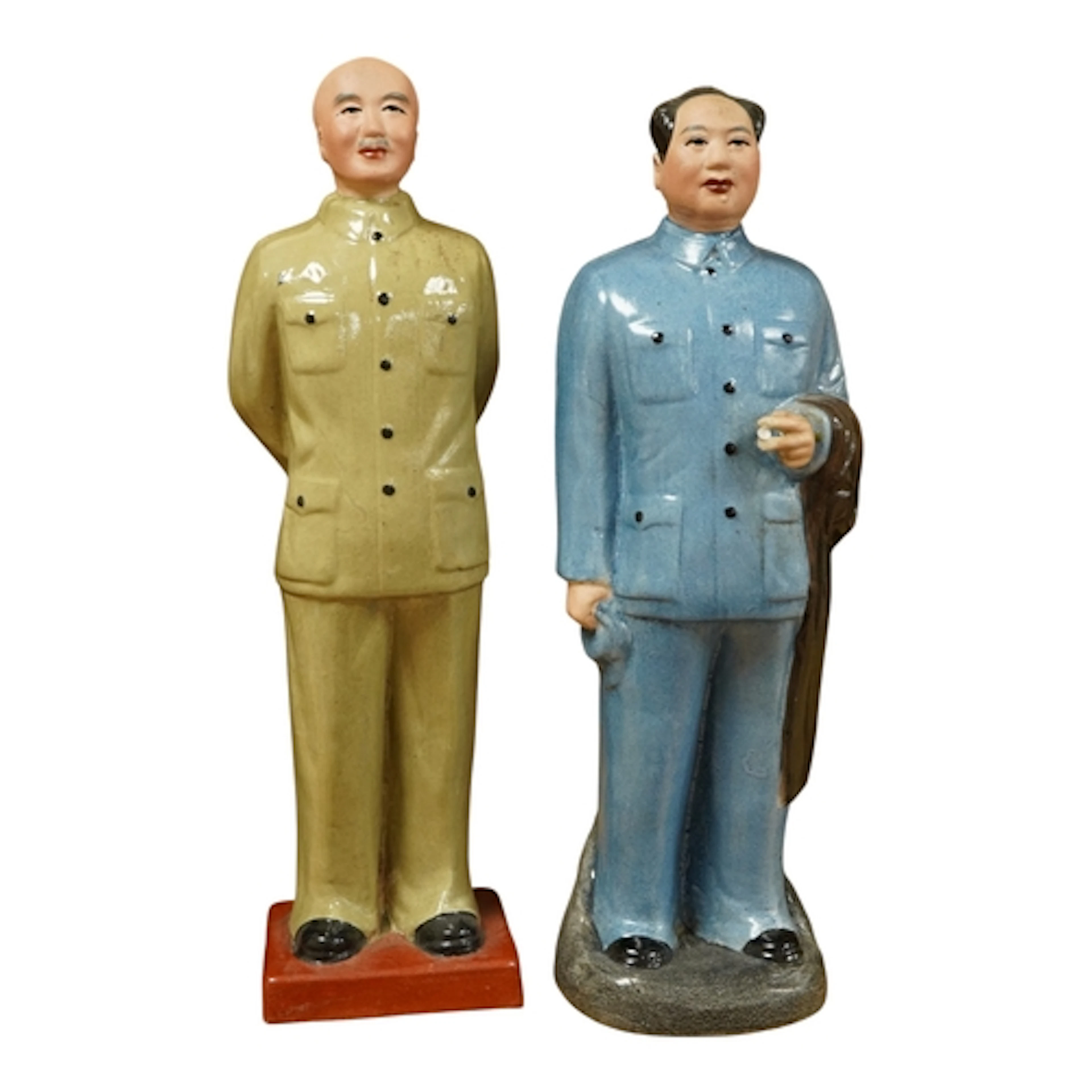 Two Chinese Propaganda porcelain figures, Mao Tse Tung and C...