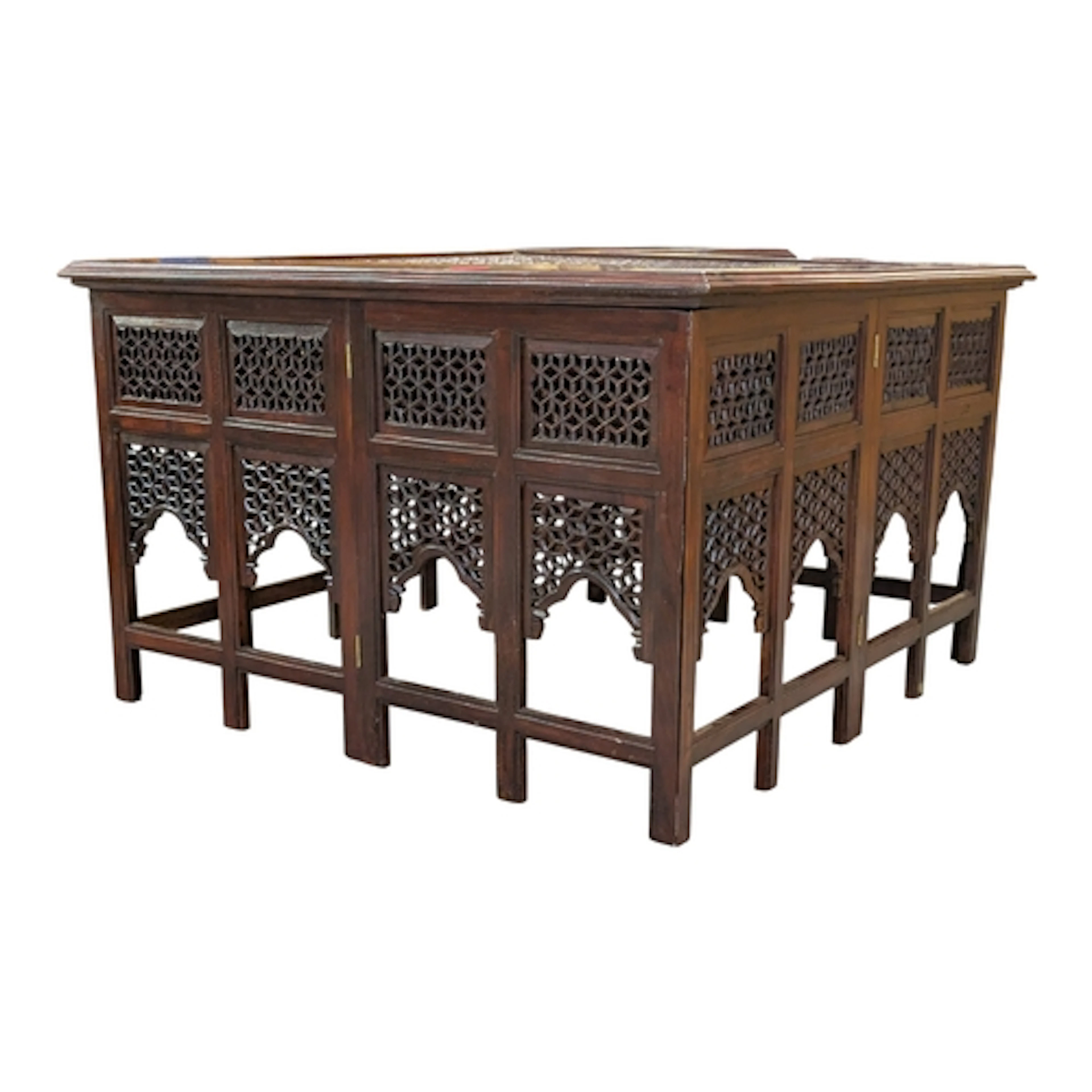 A large vintage 20th century hardwood folding Moroccan occas...