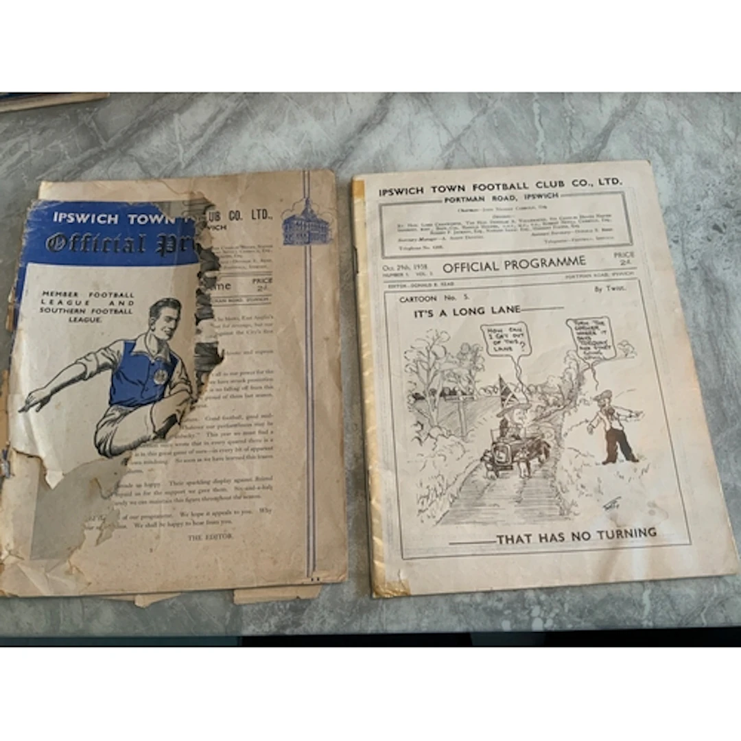 Ipswich Town Pre War Damaged Home Football Programmes: 37/38...