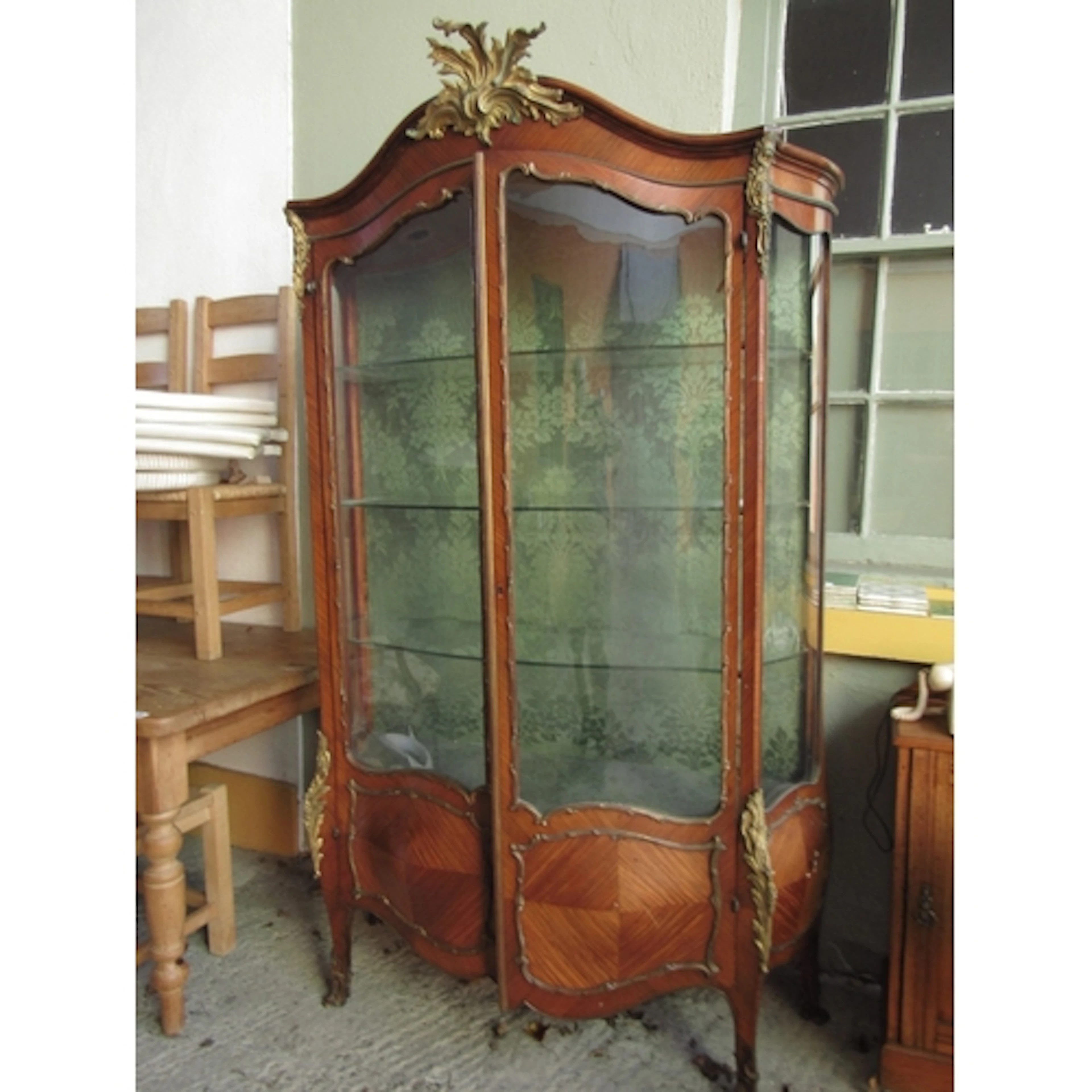 Antique Kingwood Ormolu Mounted Display Cabinet Twin Doors S...
