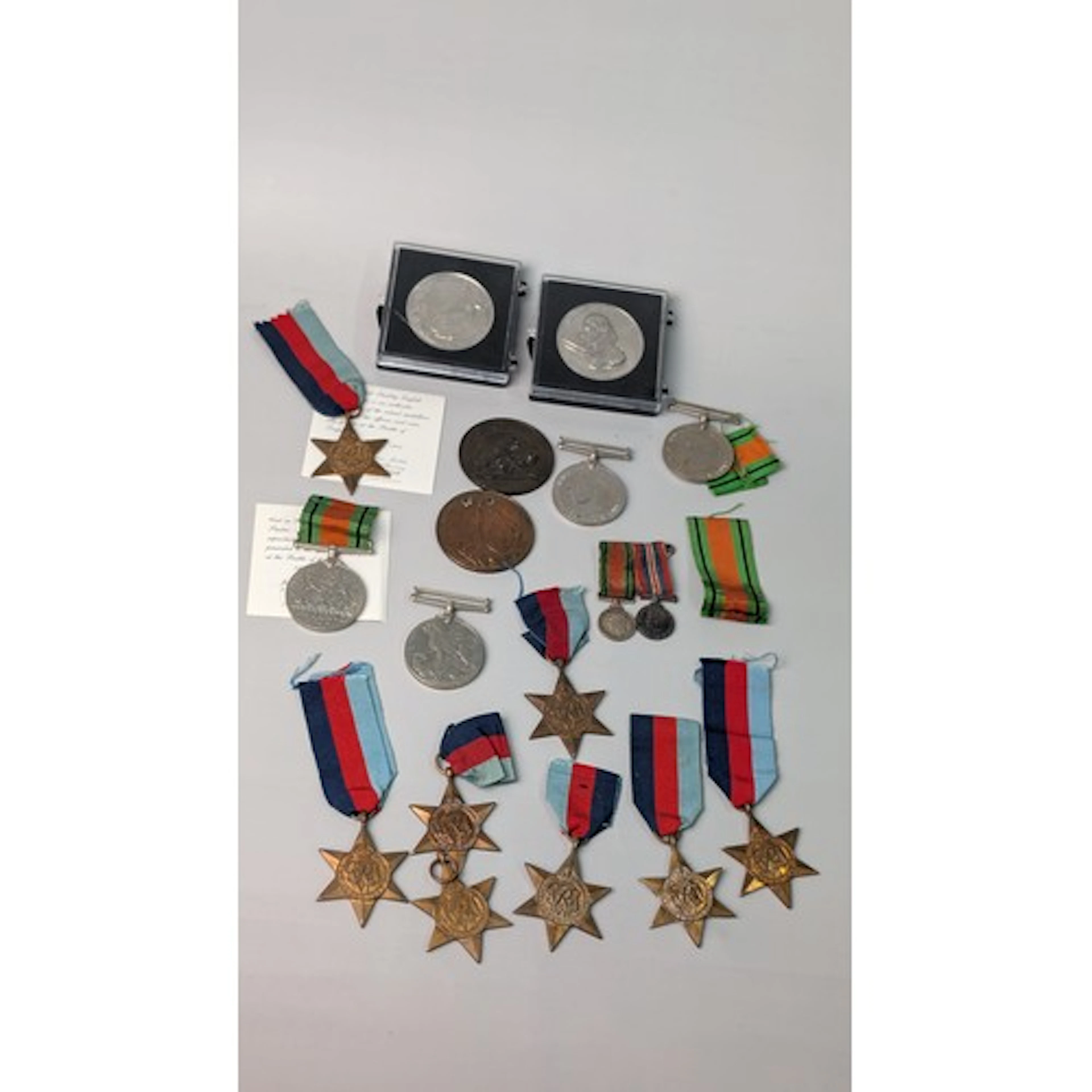Six WWII medals and medallions inc. two miniature, together ...