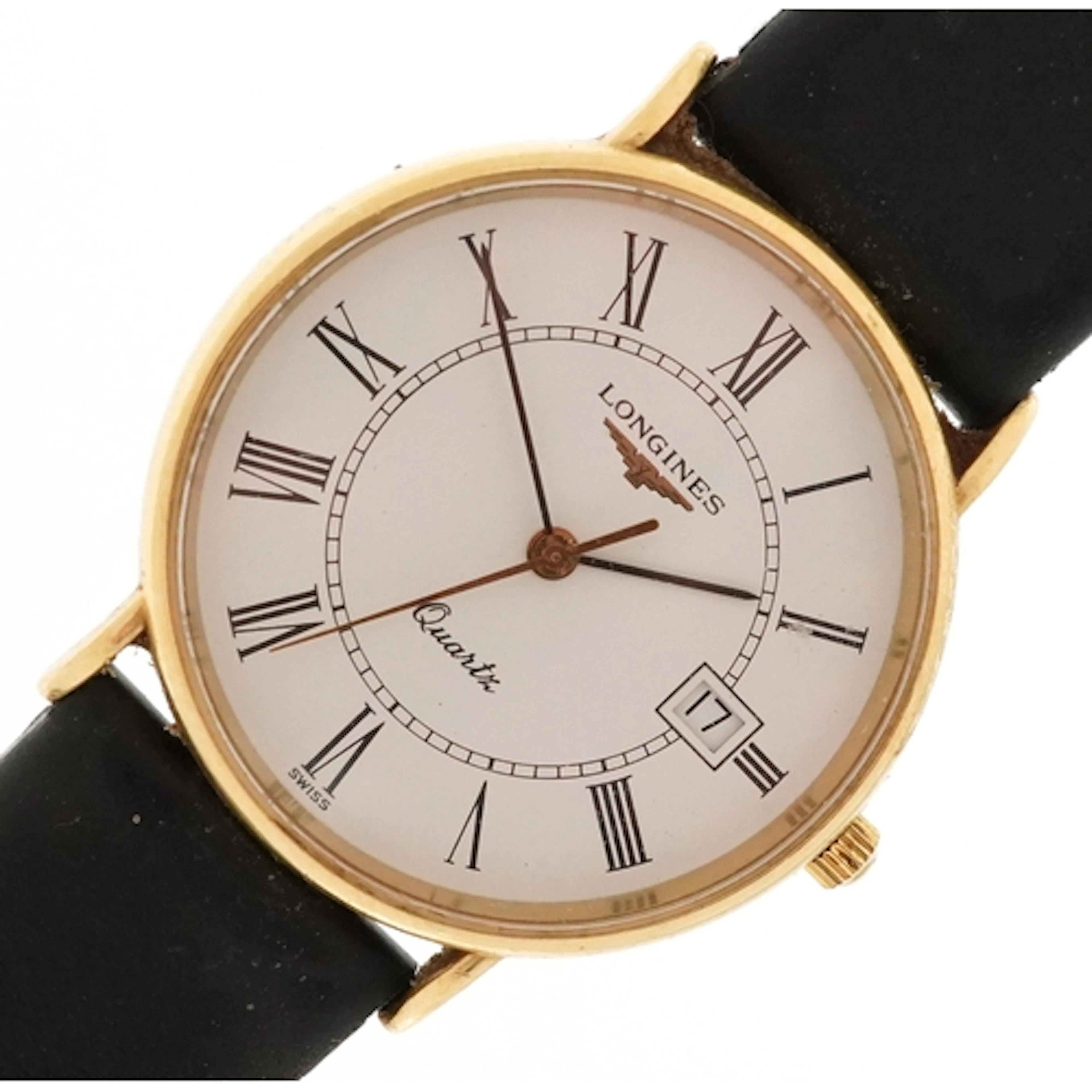 Longines, gentlemen's 18ct gold quartz wristwatch, the case ...