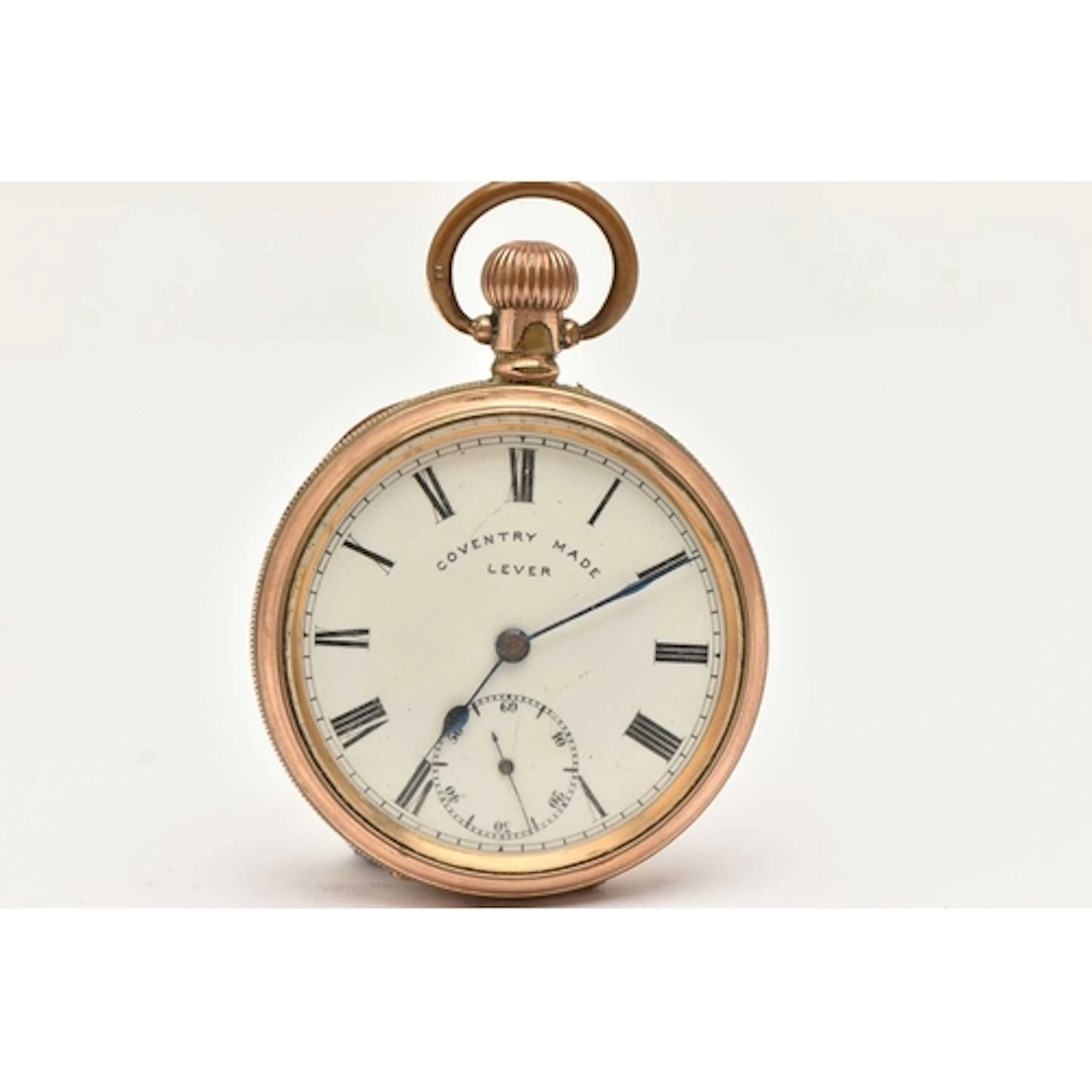 A ROLLED GOLD OPEN FACE POCKET WATCH, manual wind, round whi...
