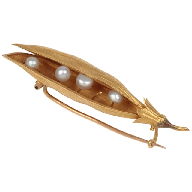A gold and pearl brooch, France, early 20th century, designe...