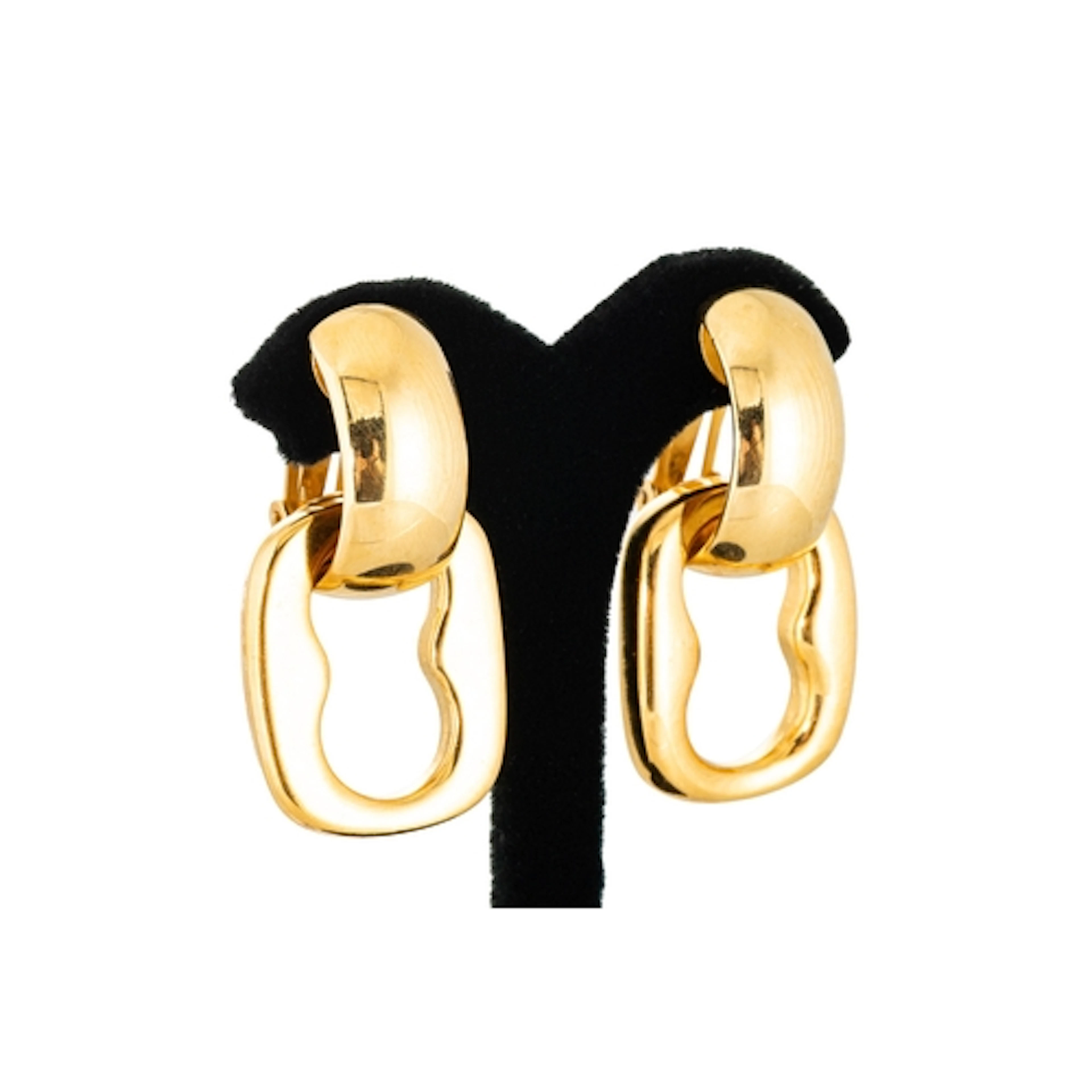 A PAIR OF VINTAGE GUCCI GOLD PLATED EARRINGS, detachable sec...