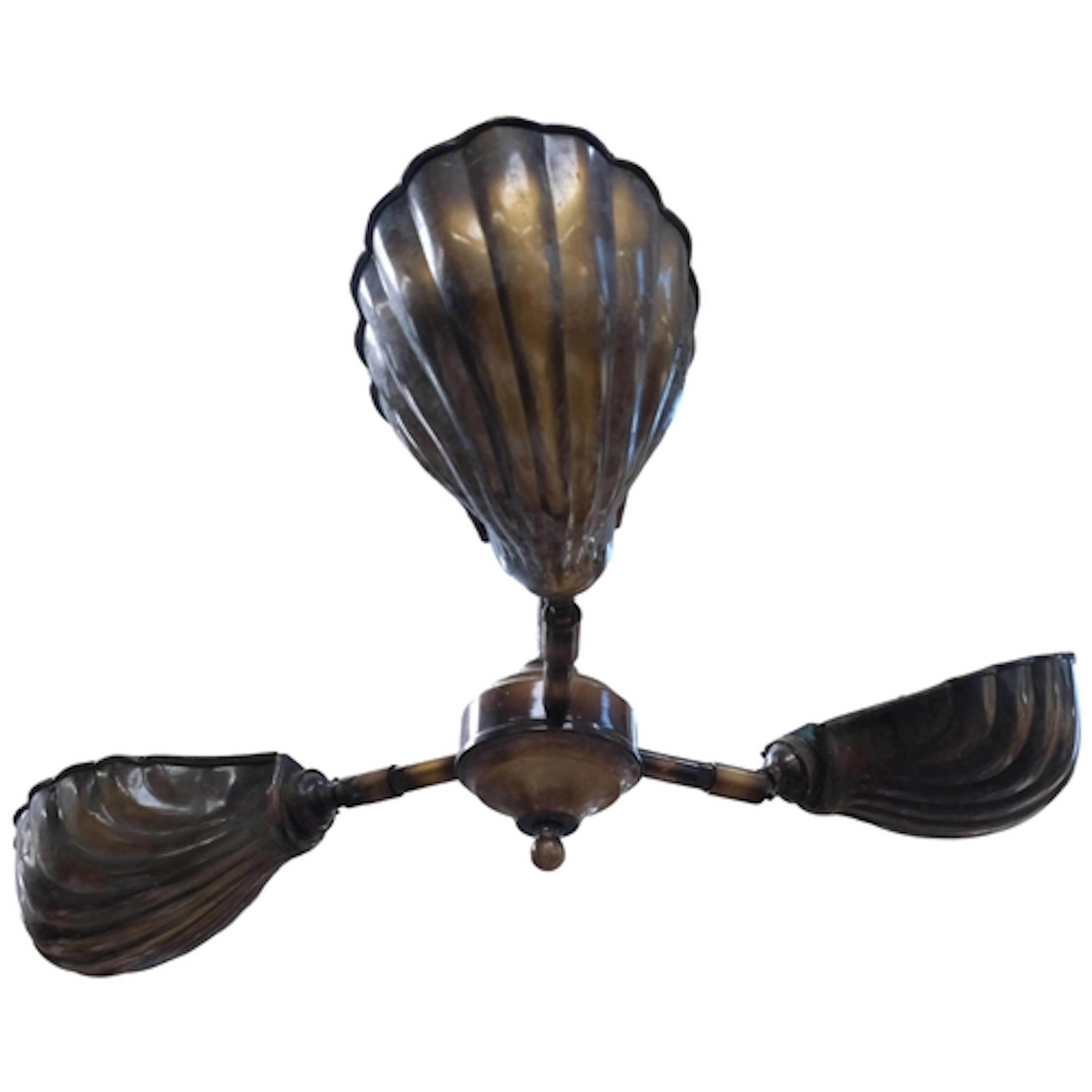 Antique style 3-branch chandelier, with metal shell design s...