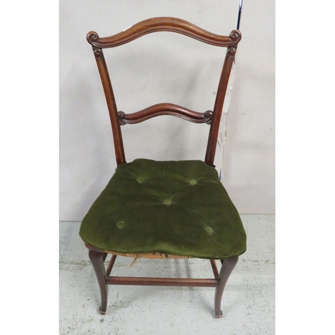 Mahogany Dining Chair with rush seats, curved arched top, ca...