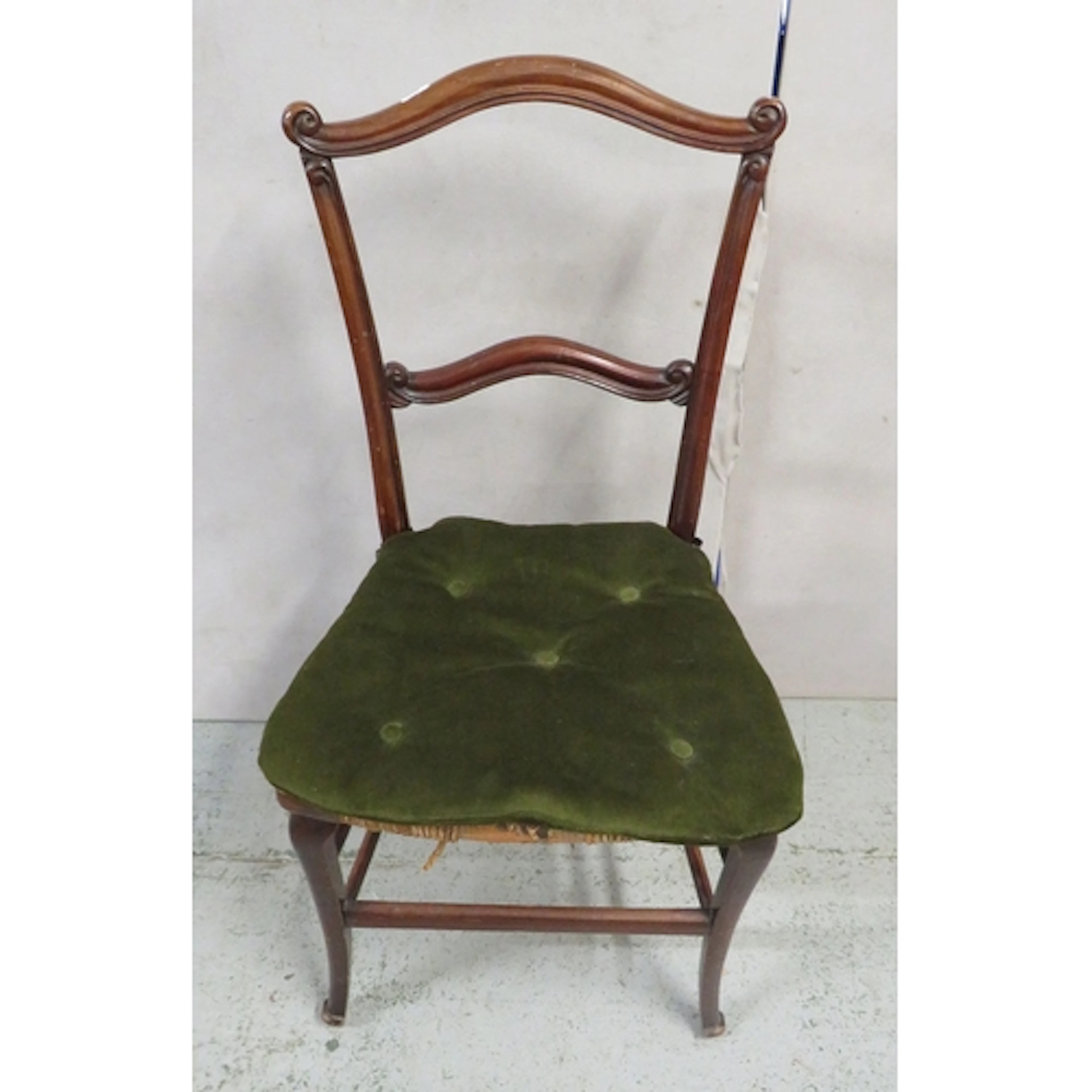 Mahogany Dining Chair with rush seats, curved arched top, ca...