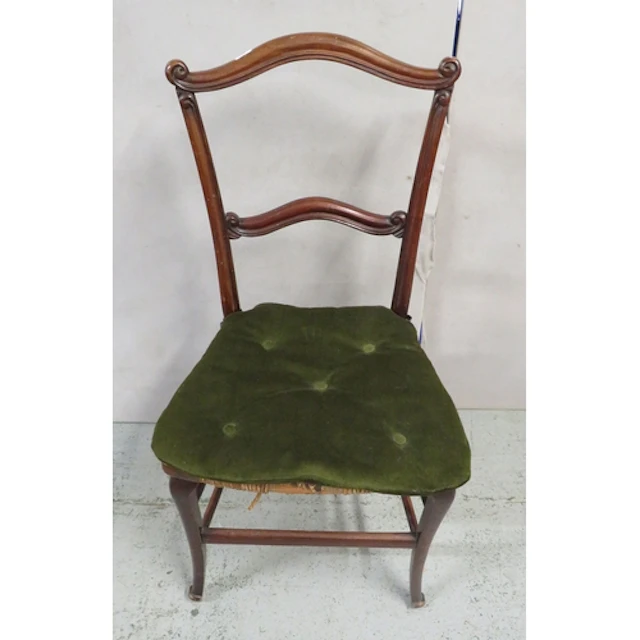 Mahogany Dining Chair with rush seats, curved arched top, ca...