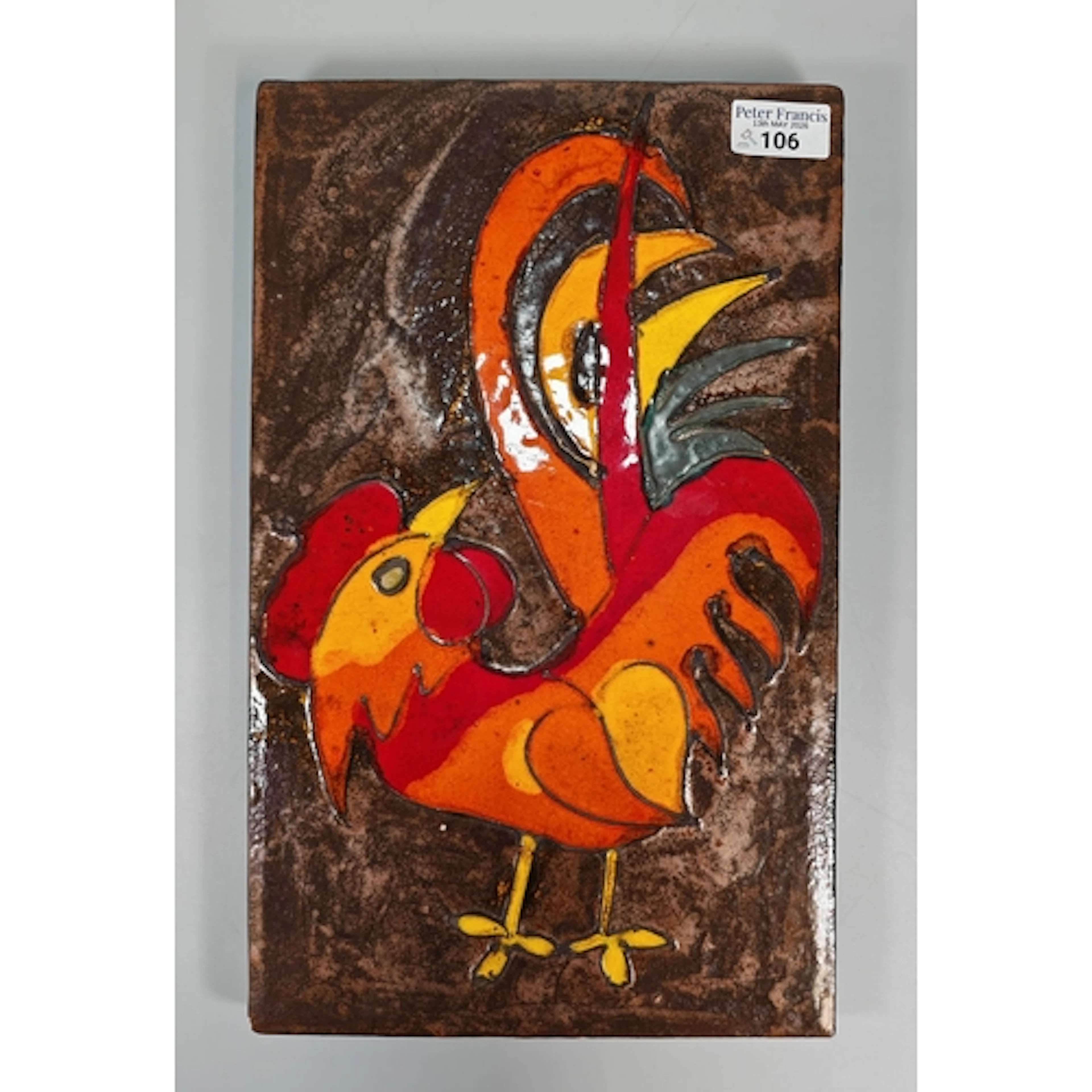 Vintage Ruscha Keramik ceramic wall tile or plaque of a styl...