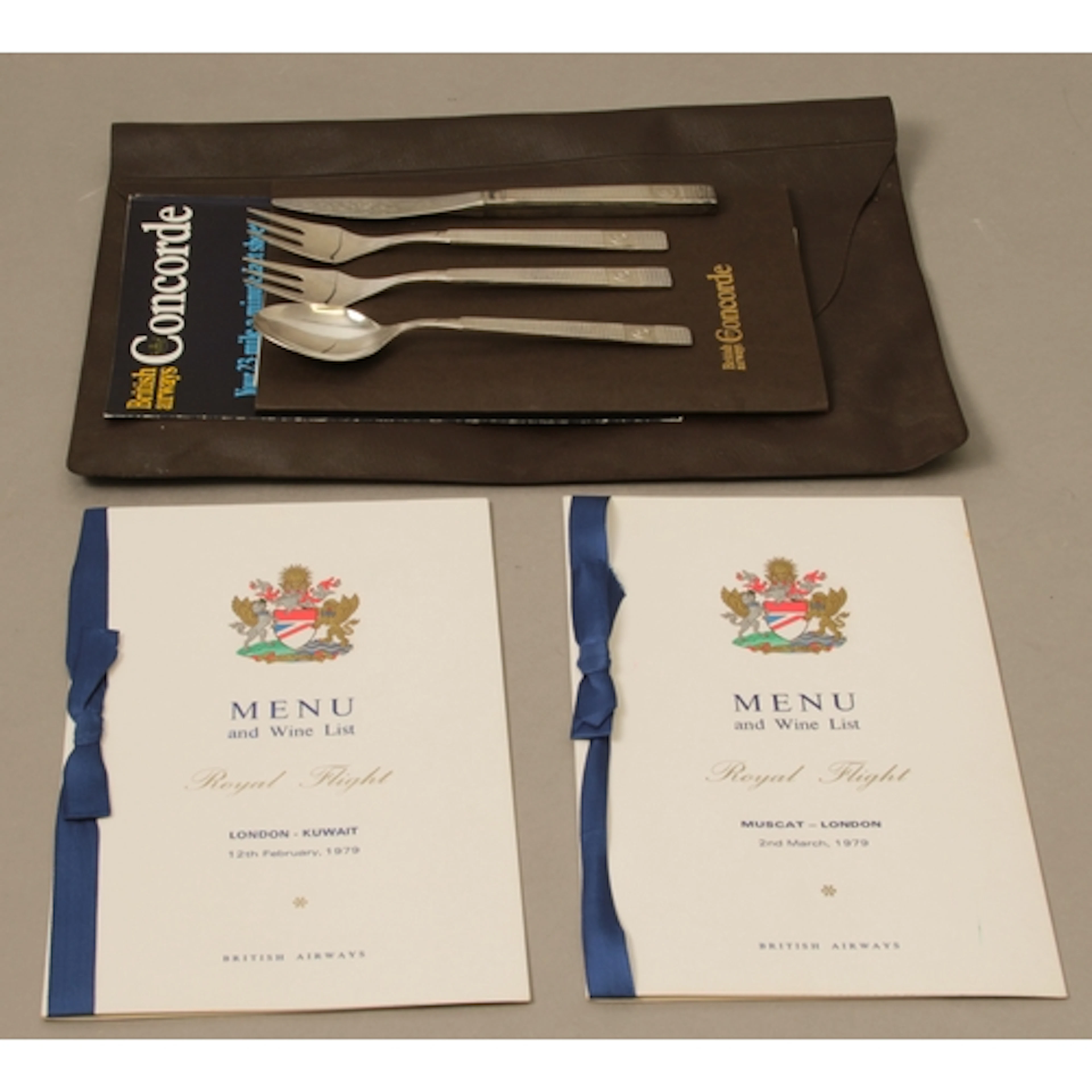 A 1979 oil crisis Concorde Royal Flight menu and other Conco...