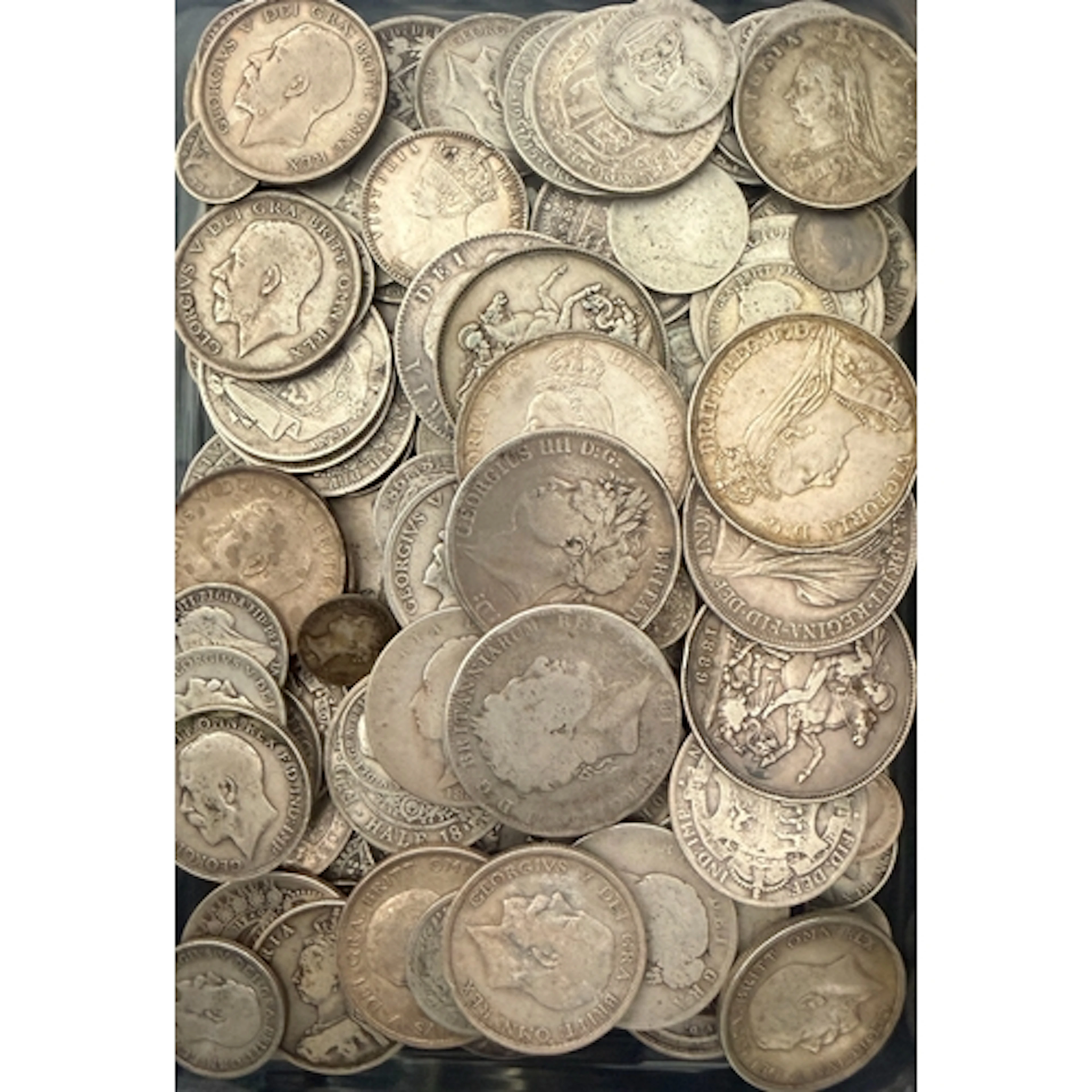 A collection of circulated UK pre-1920 silver coins, denomin...